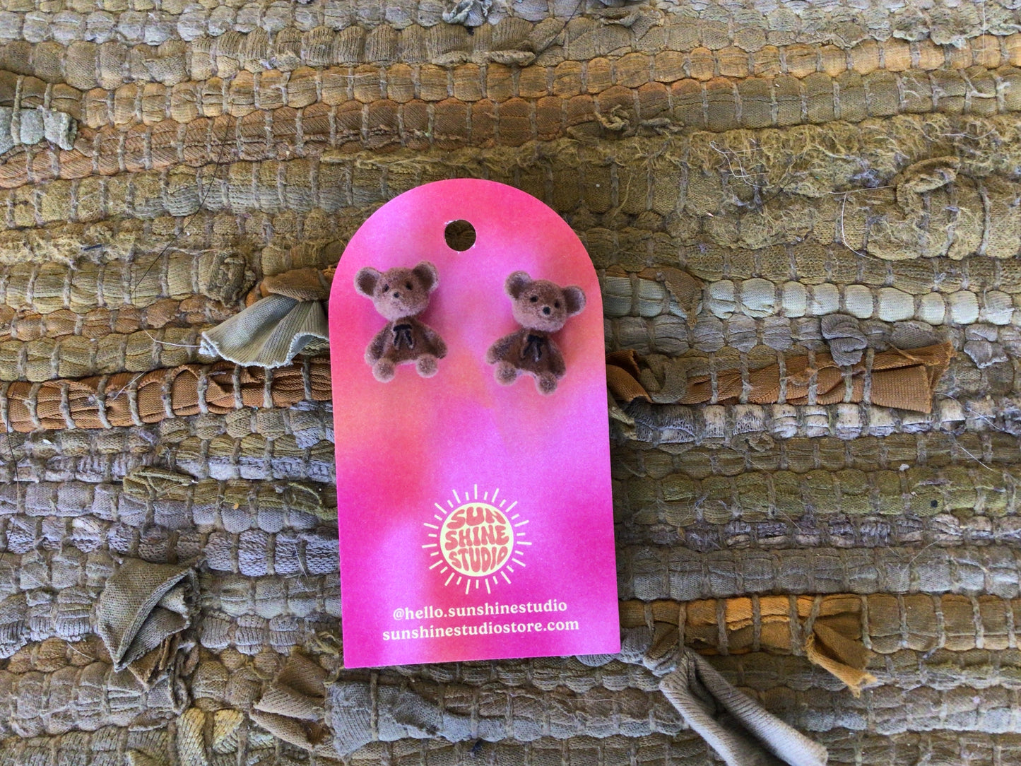 Brown Felt Teddy Bear Earrings