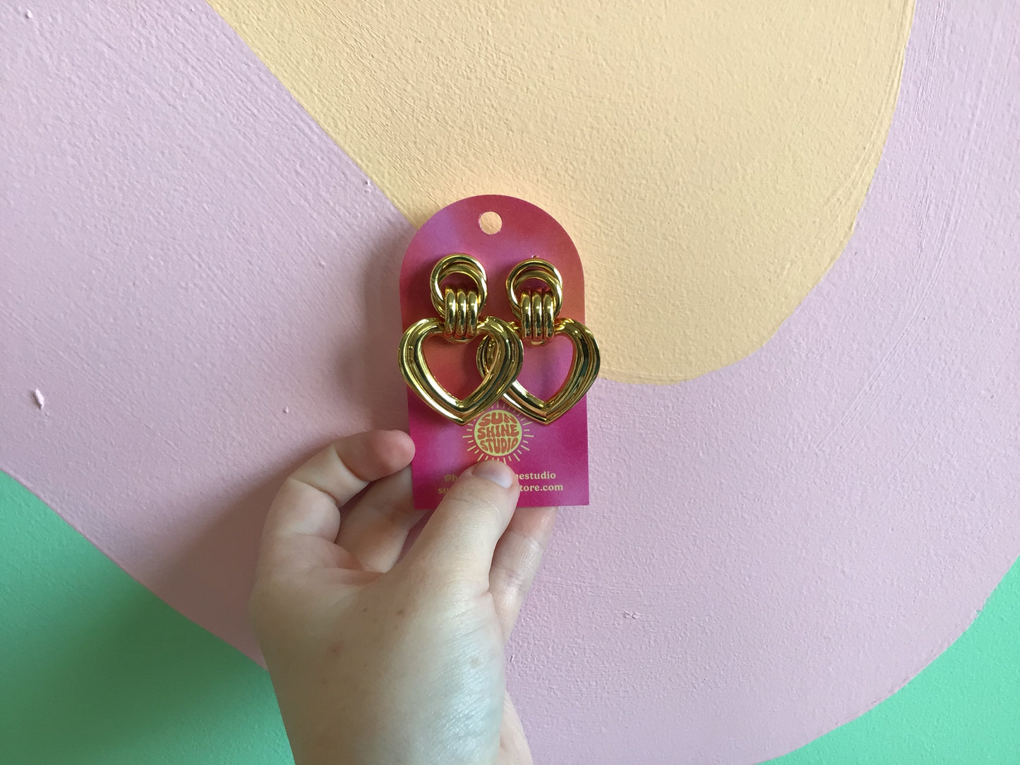Gold Double Knot Heart Earrings
