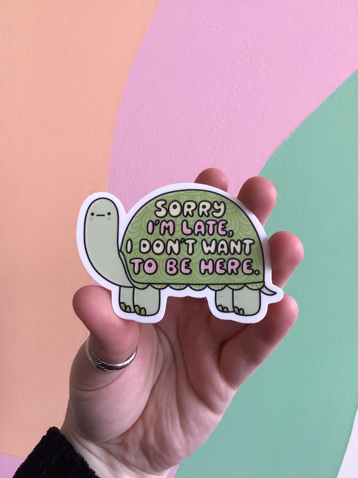 “Sorry I’m Late, I Don’t Want To Be Here” Turtle Sticker