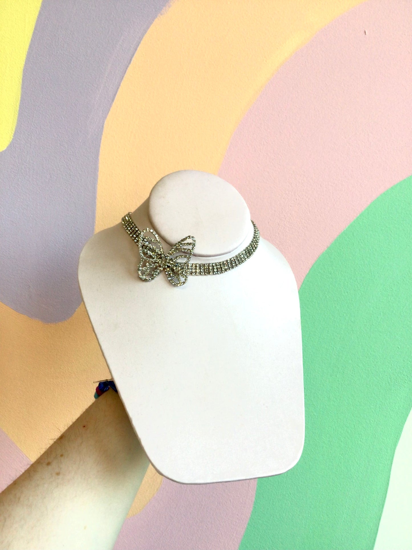 Rhinestone Butterfly Choker