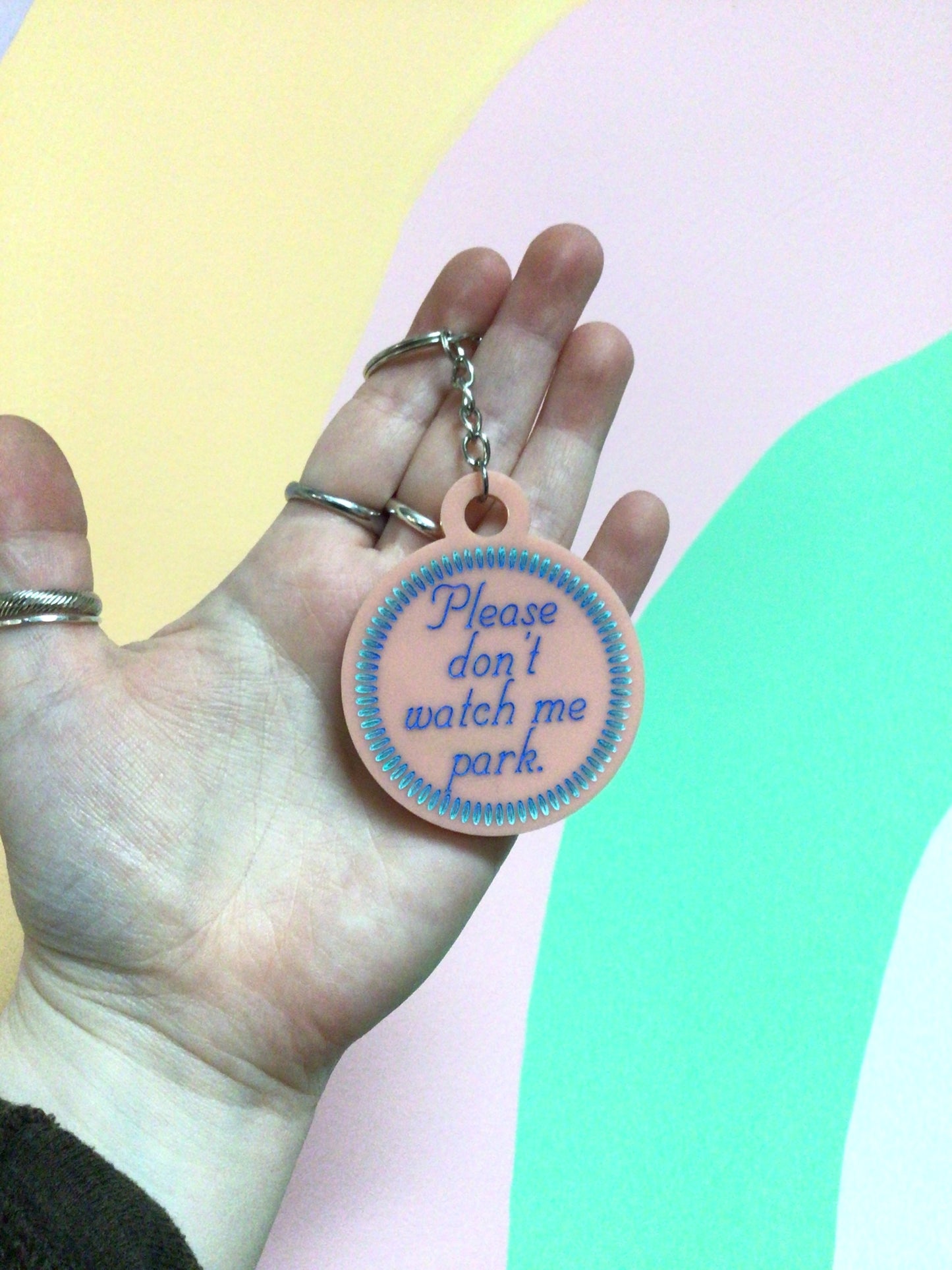 Please Don’t Watch Me Park Keychain