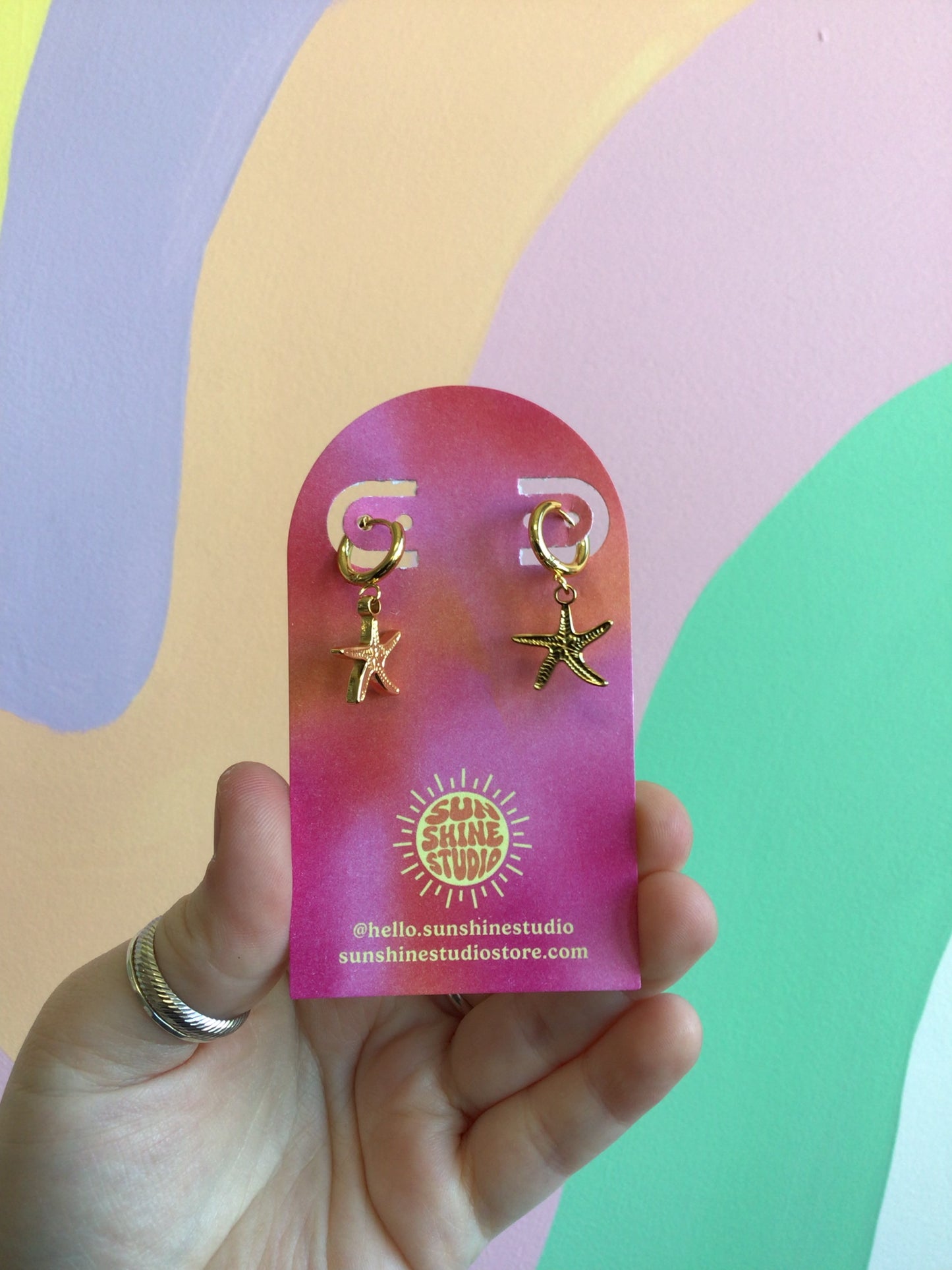 Tiny Titanium Starfish Hoops