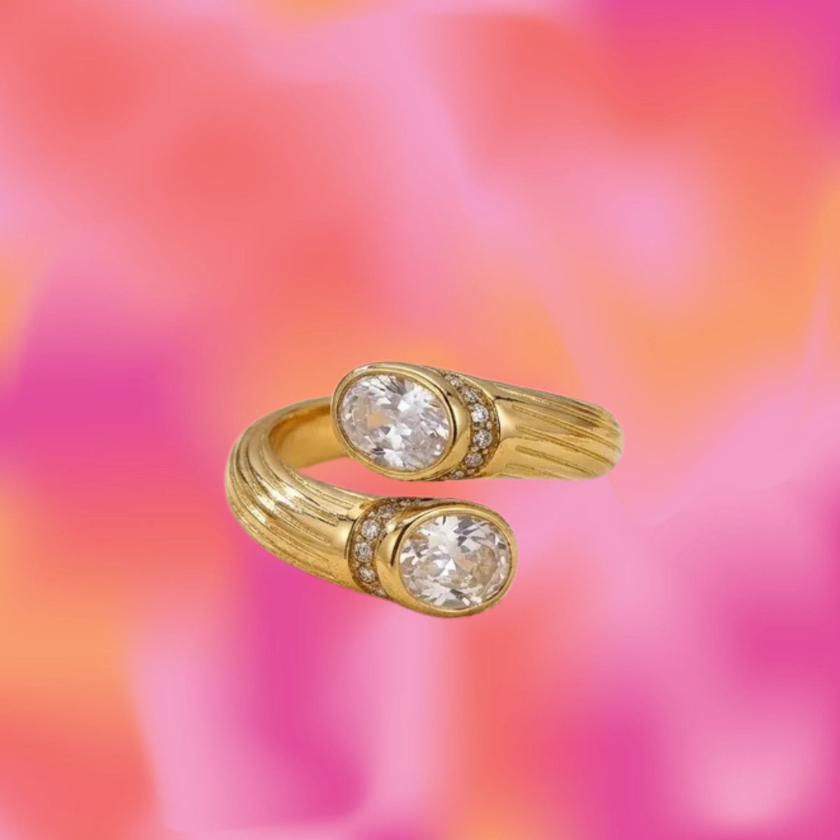 Crystal Open Ends Titanium Ring