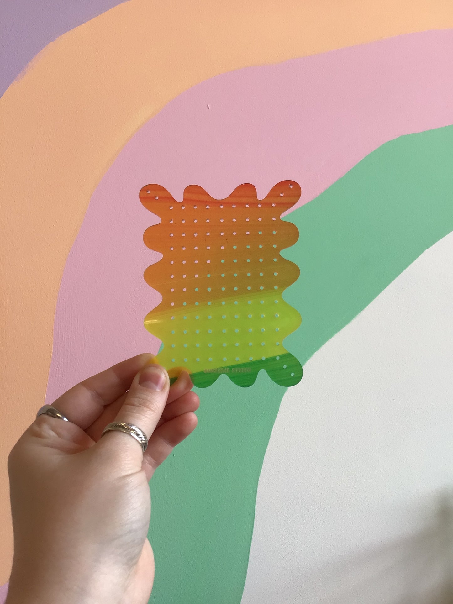 Rainbow Paint Stripes Traveling Earring Holder