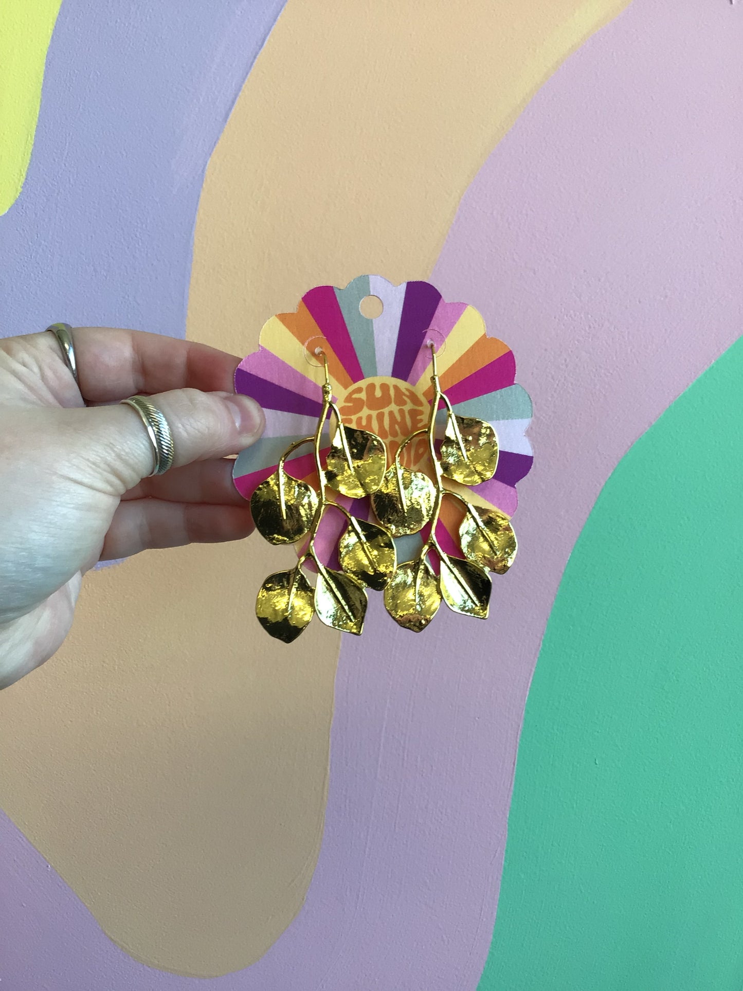 Eucalyptus Stem Titanium Statement Earrings