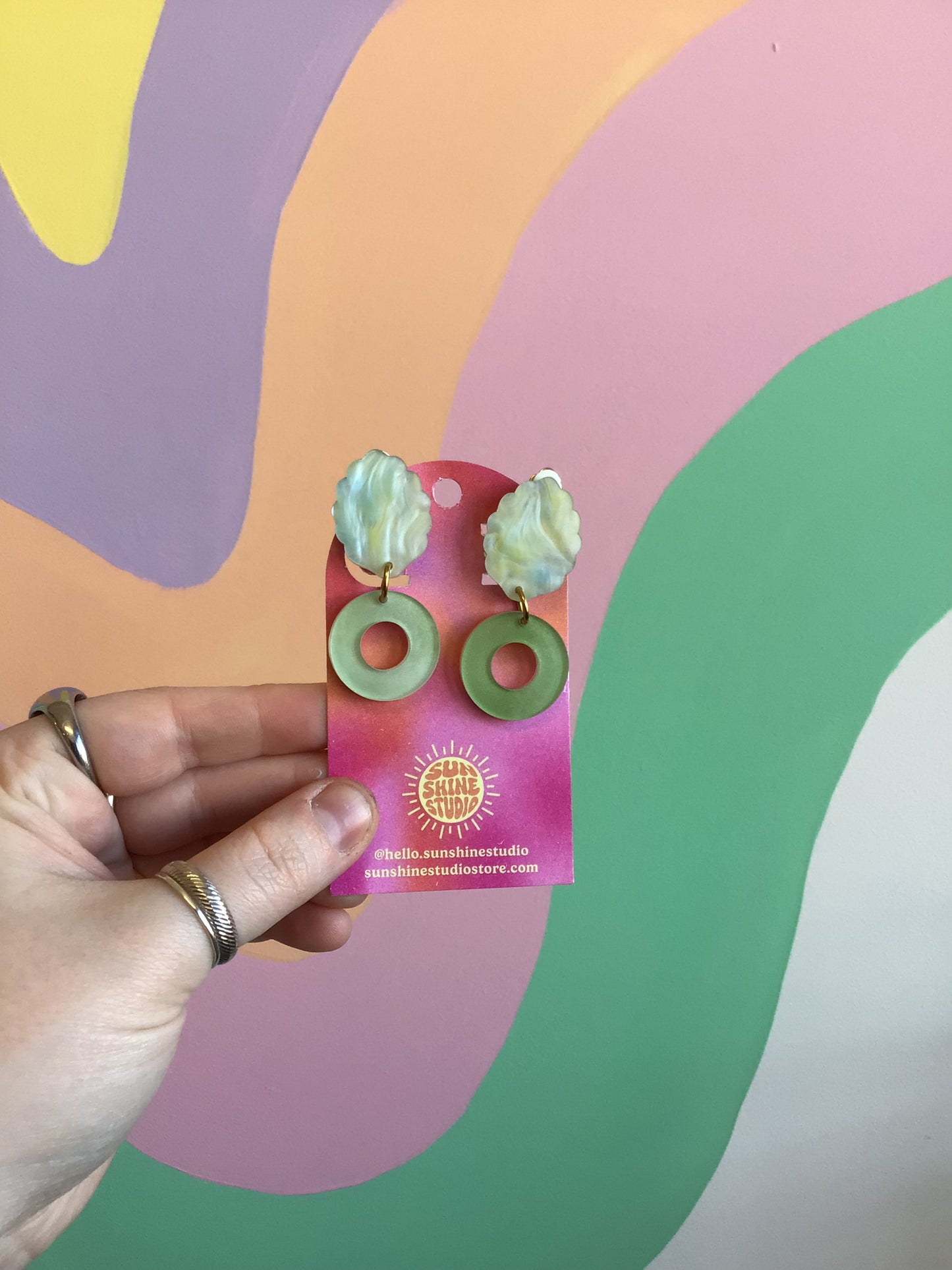 Sea Green Haze Clip-On Earrings