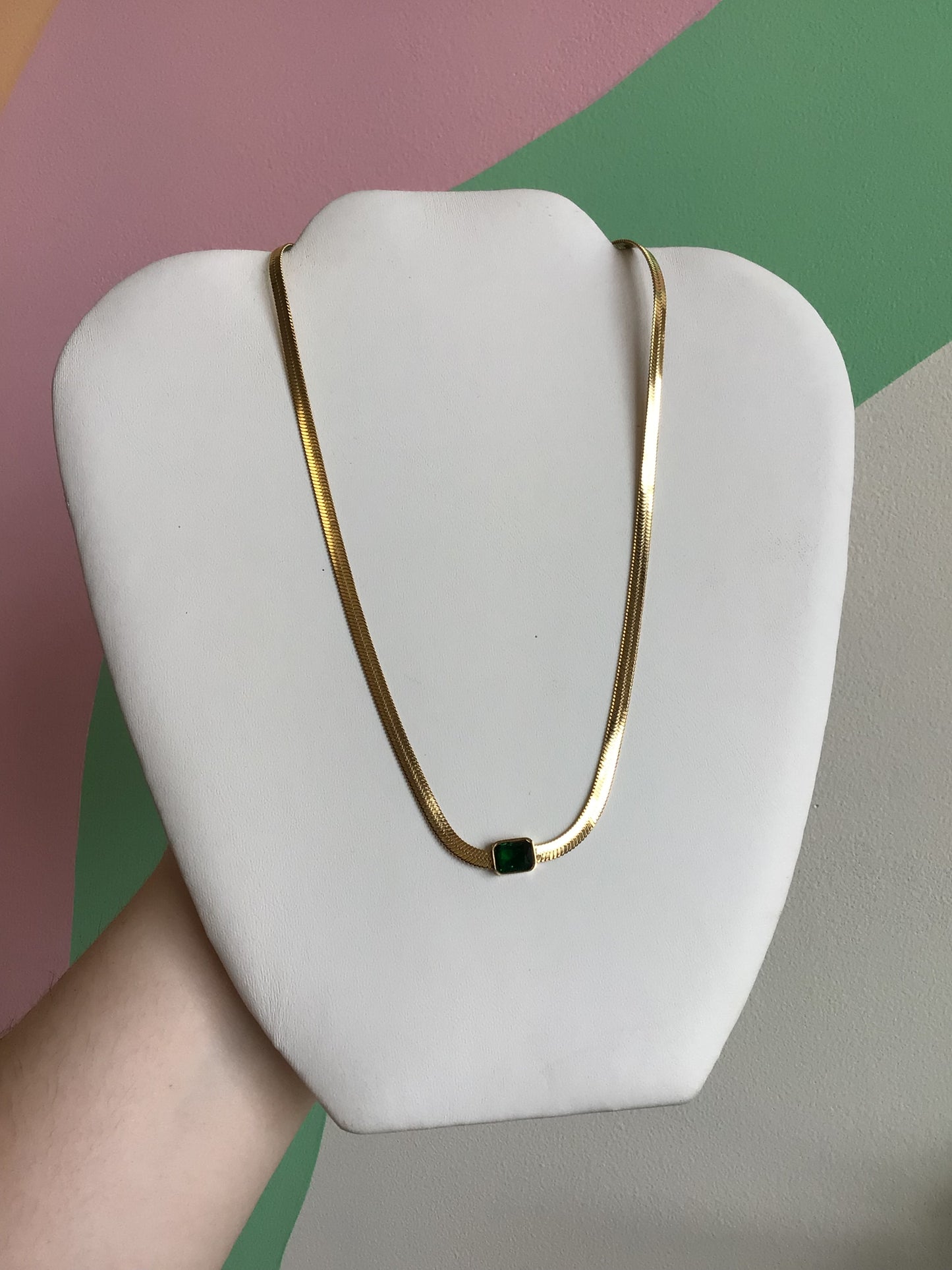 Flat Titanium Chain With Solitaire Gem