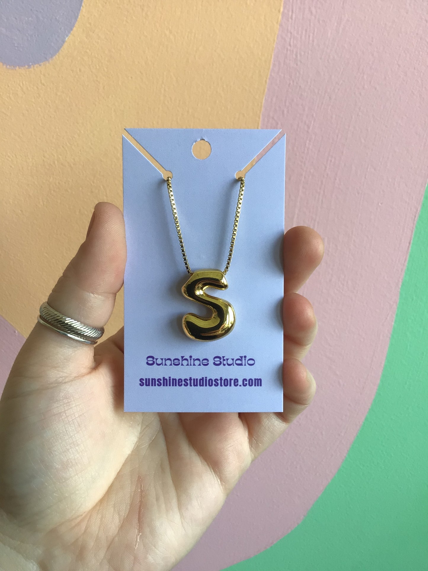 Bubble Letter Initial Necklace