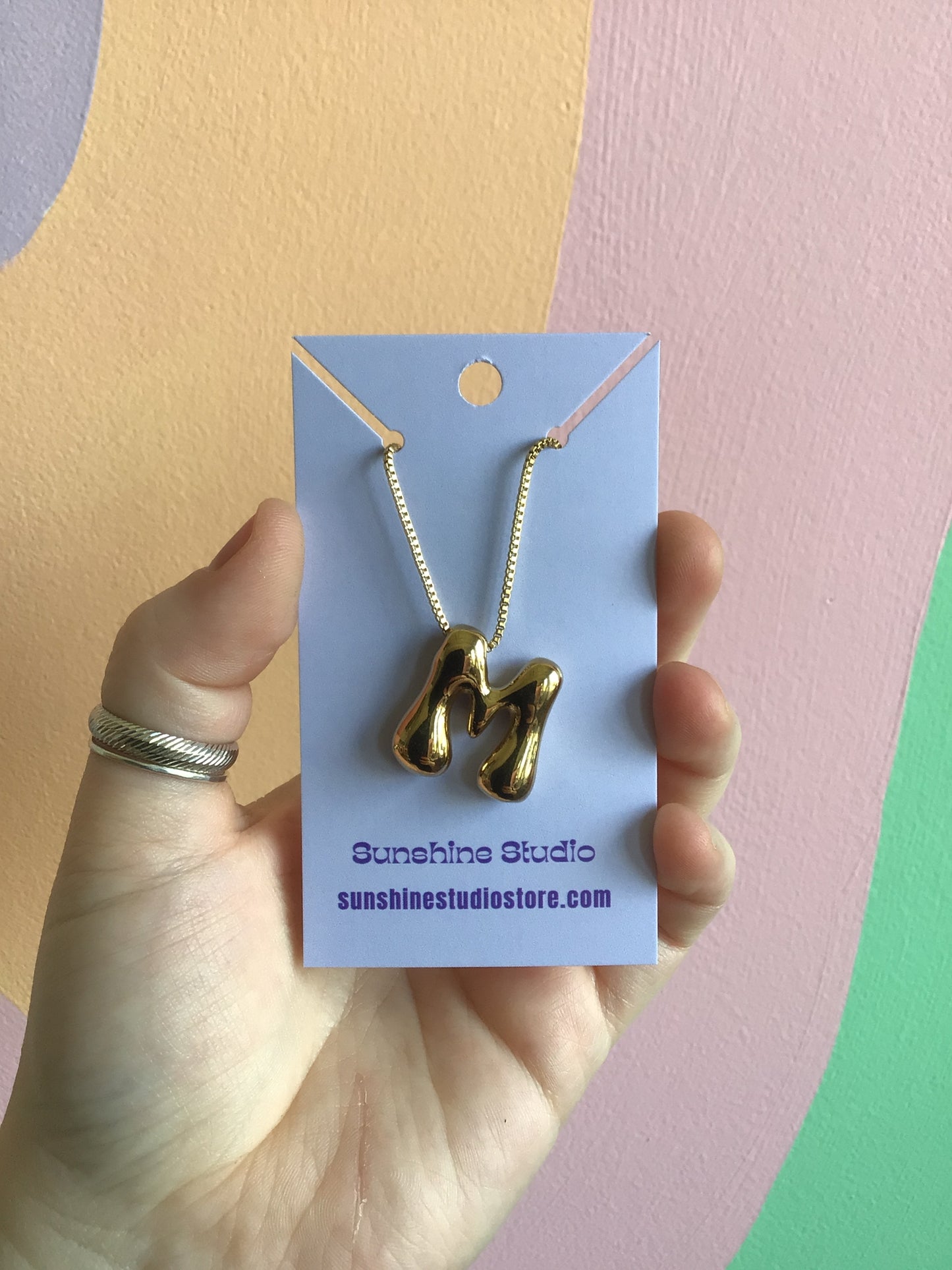Bubble Letter Initial Necklace