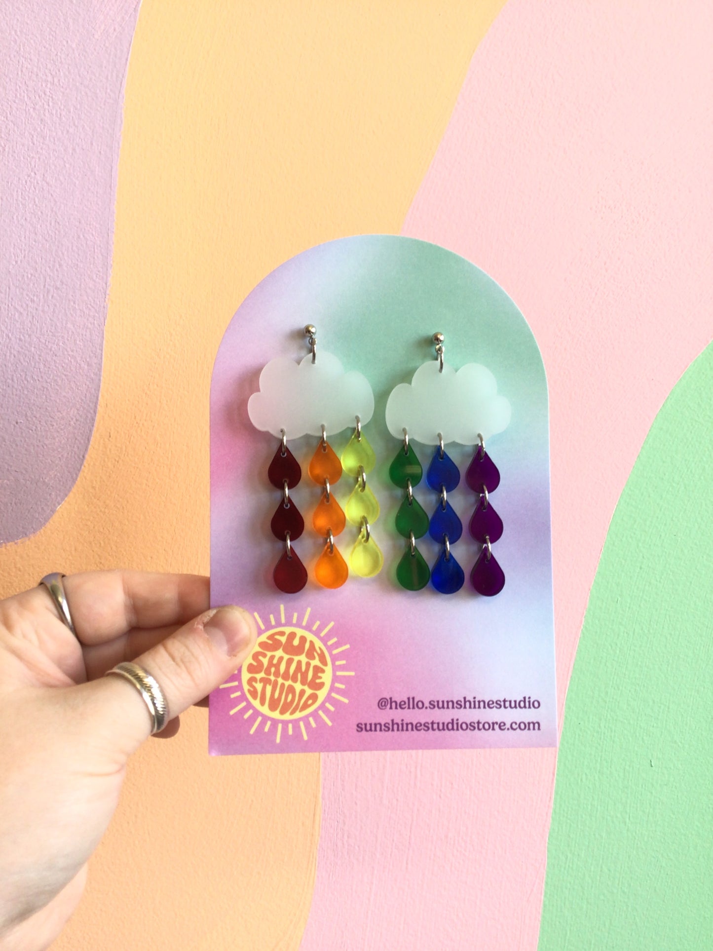 Rainbow Cloud Pride Earrings