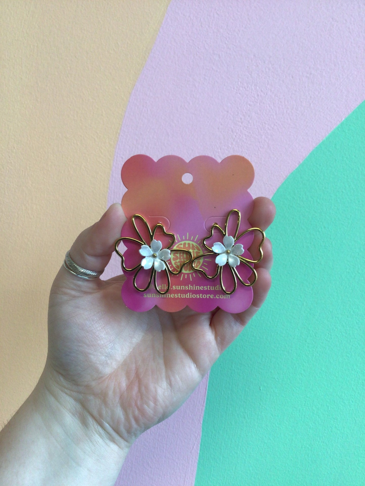 Statement Flower Sketch Titanium Earrings