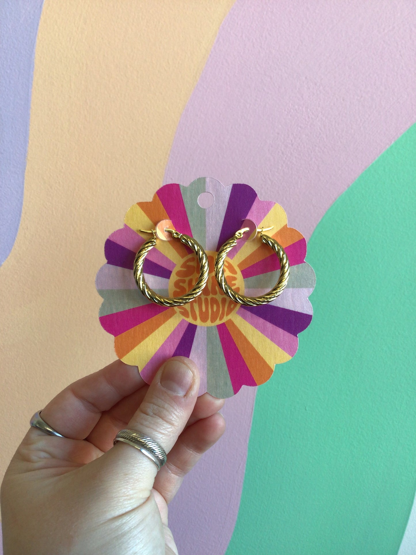 Retro Titanium Twist Hoops