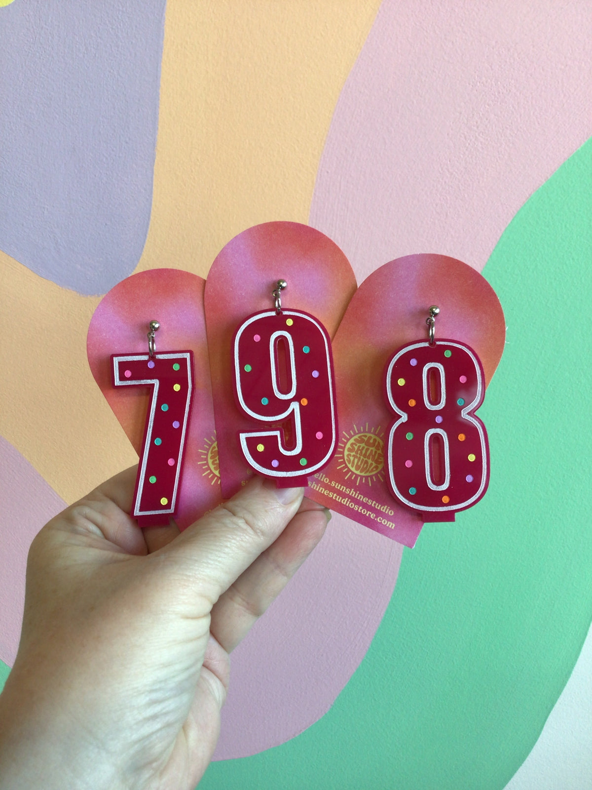 Dark Pink Birthday Candle Earrings