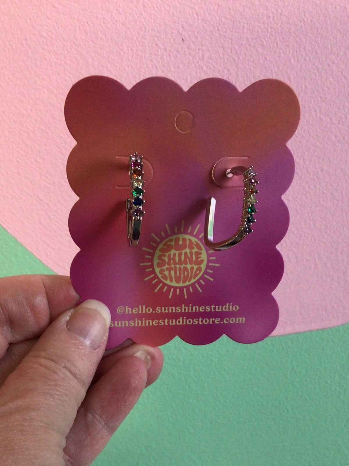 Rainbow Gem Open Hoop