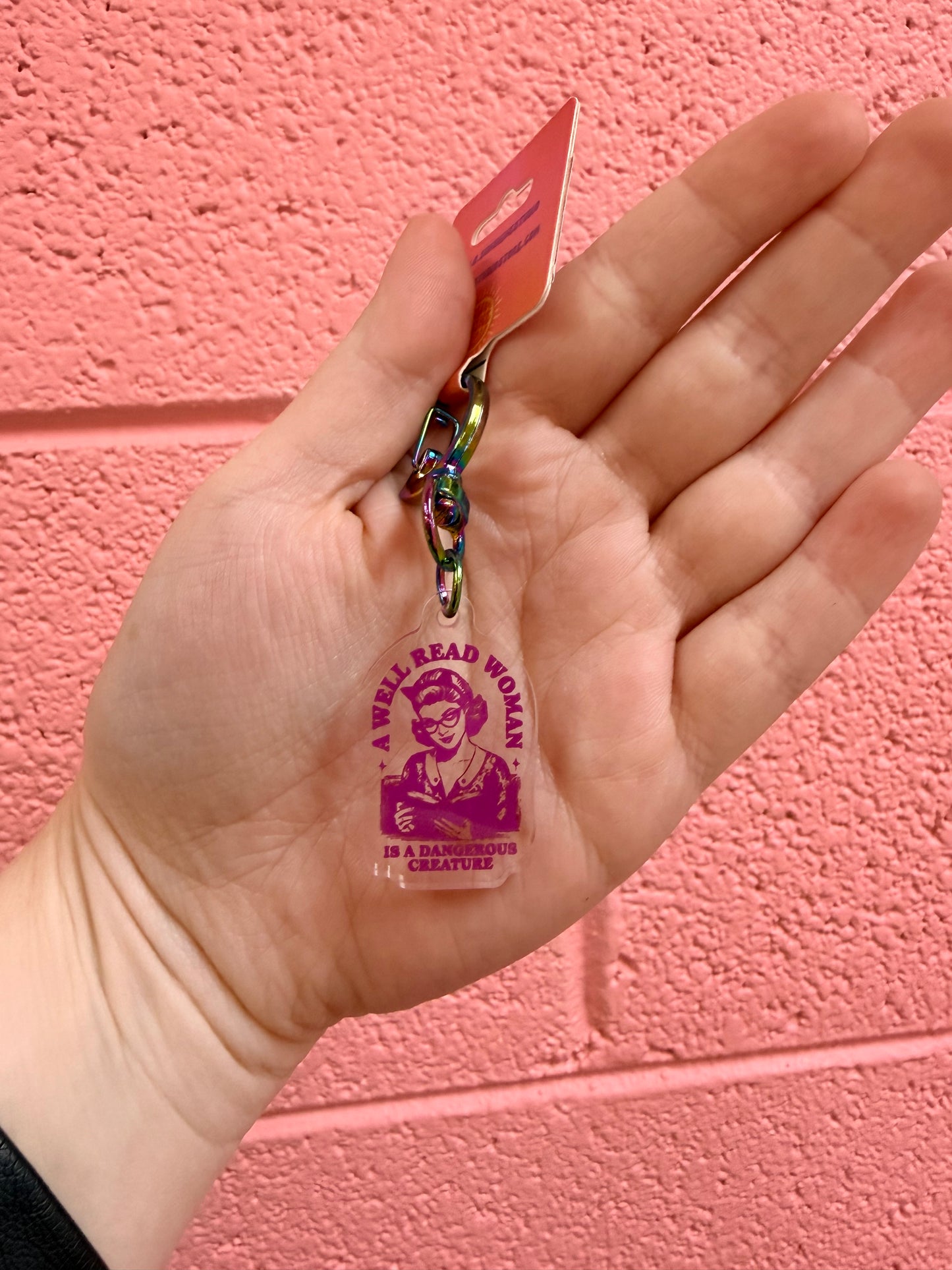 Colorful “A Well Read Woman is a Dangerous Creature” Keychain