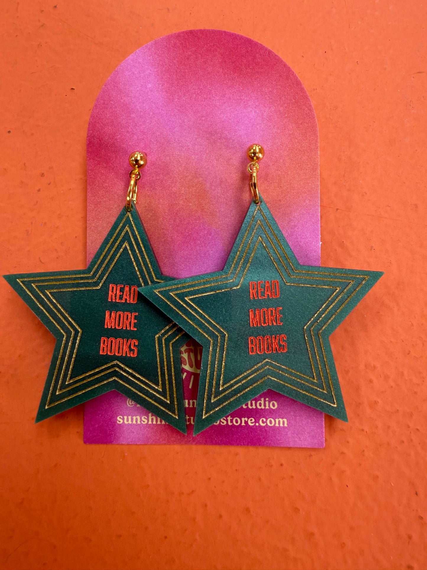 "Read More Books" Star Earrings