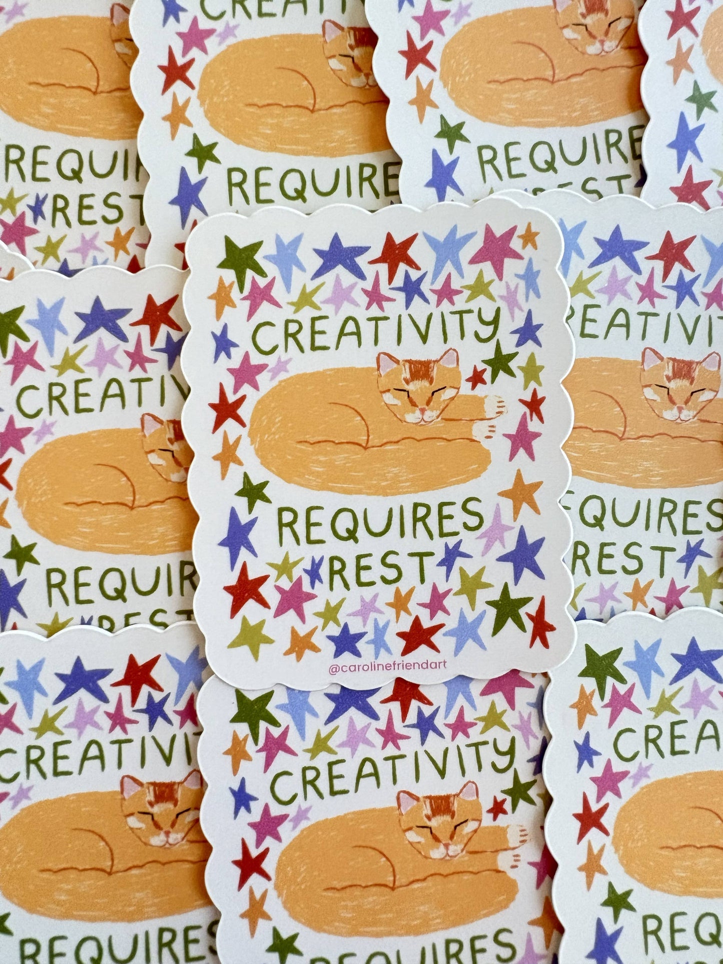 Creativity Requires Rest Sticker | Vinyl Waterproof Cat