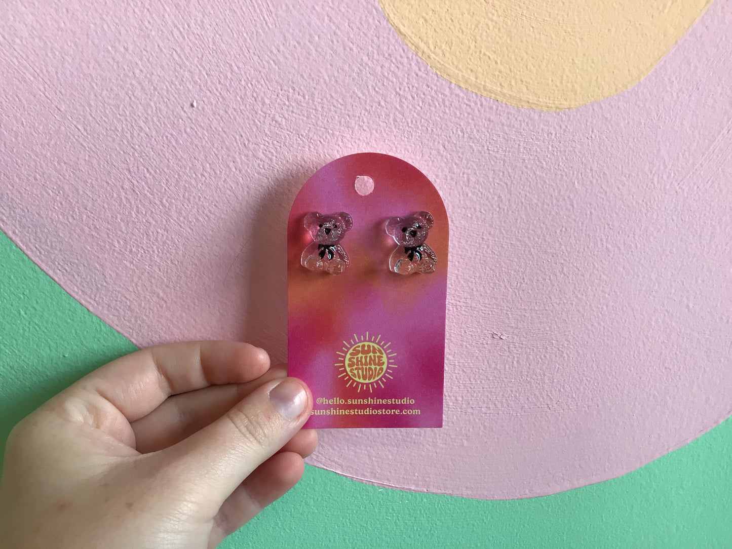 Clear Teddy Bear Earrings