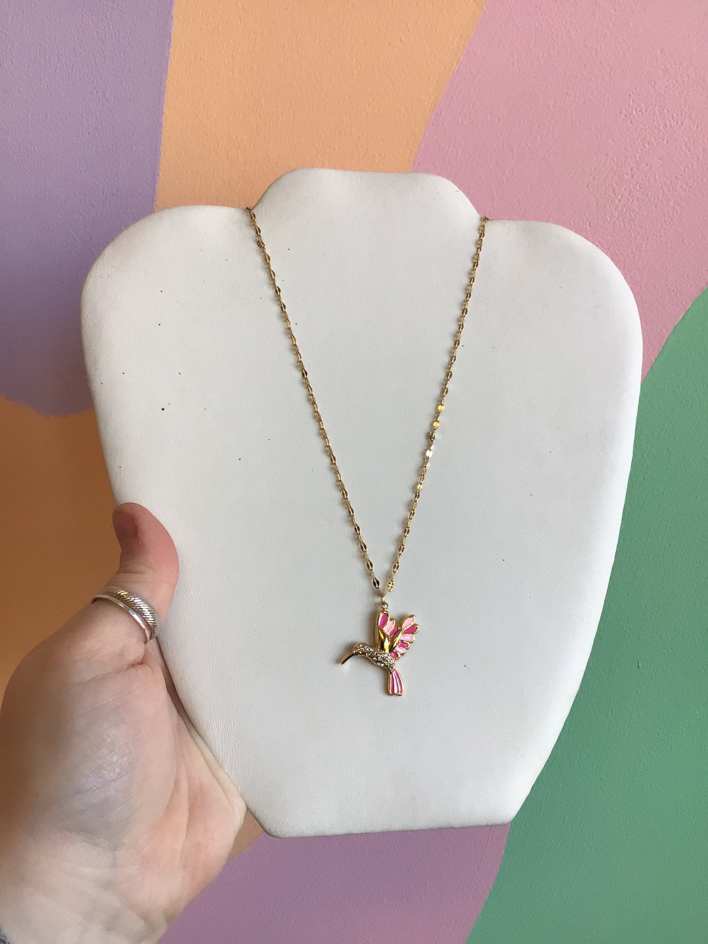 Hummingbird Charm Titanium Necklace