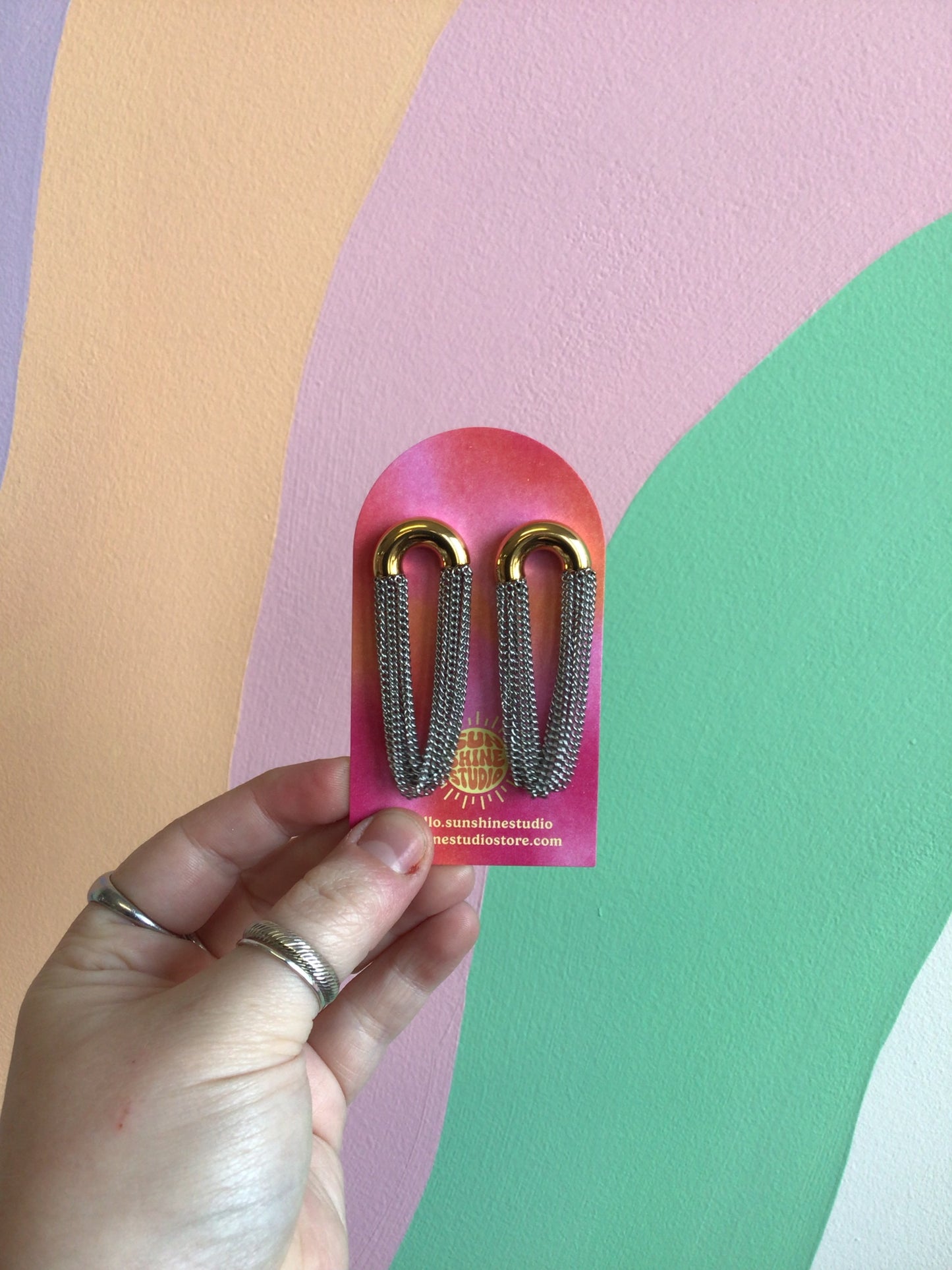 Whitney Titanium Chain Dangle Earrings