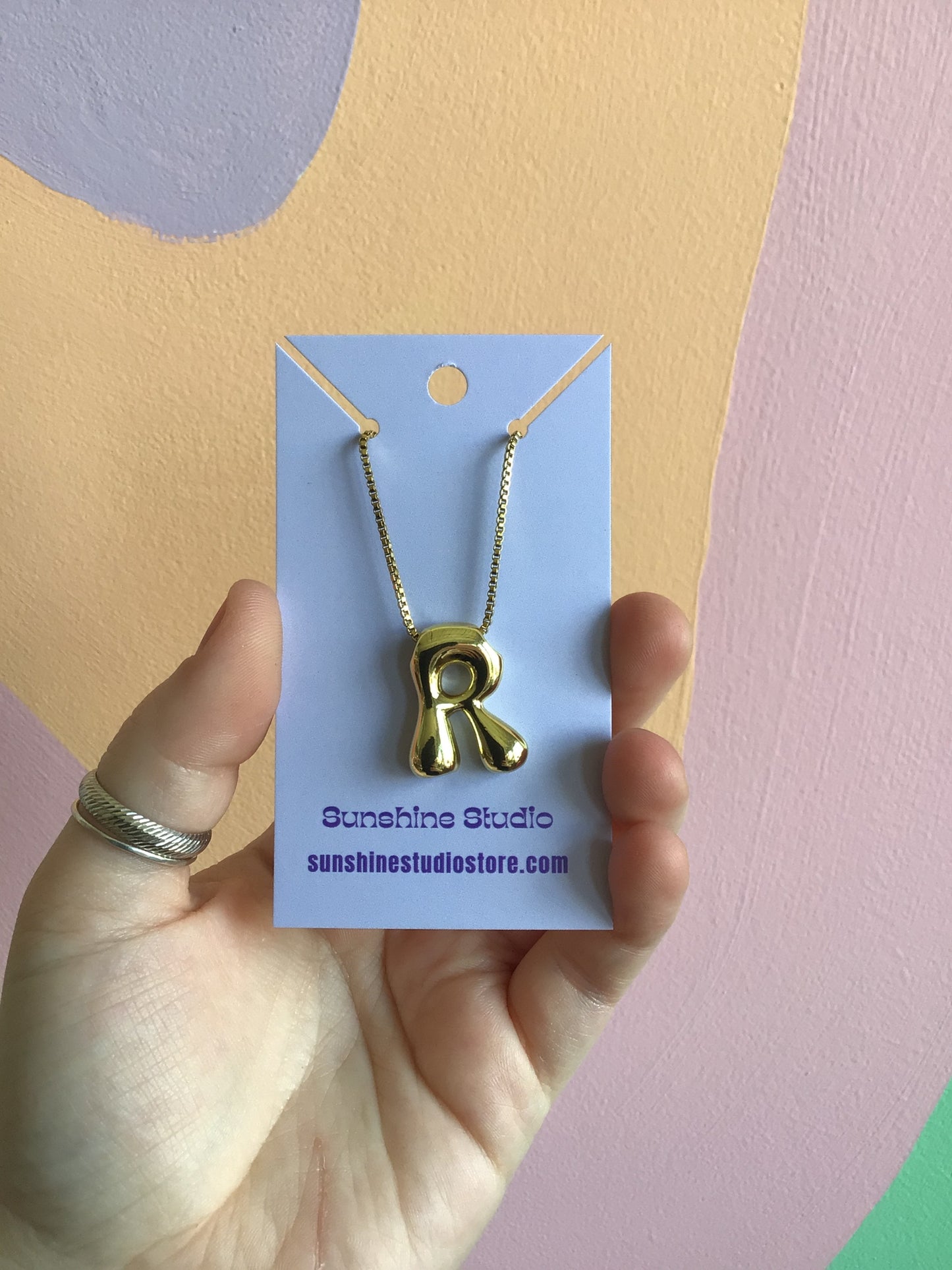 Bubble Letter Initial Necklace