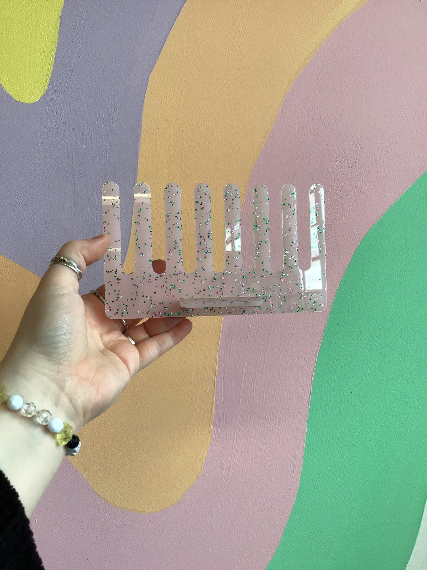 Pink and Green Glitter Ring Display