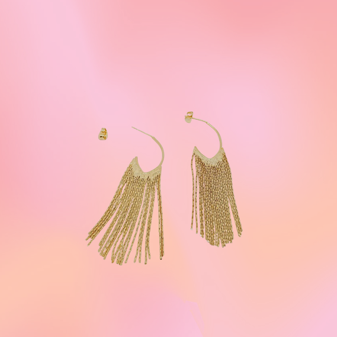 Pointed Hoop Tassel Earrings