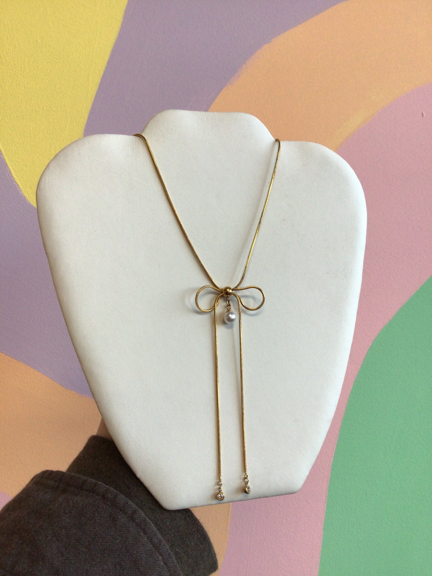Dangle Bow Titanium Necklace