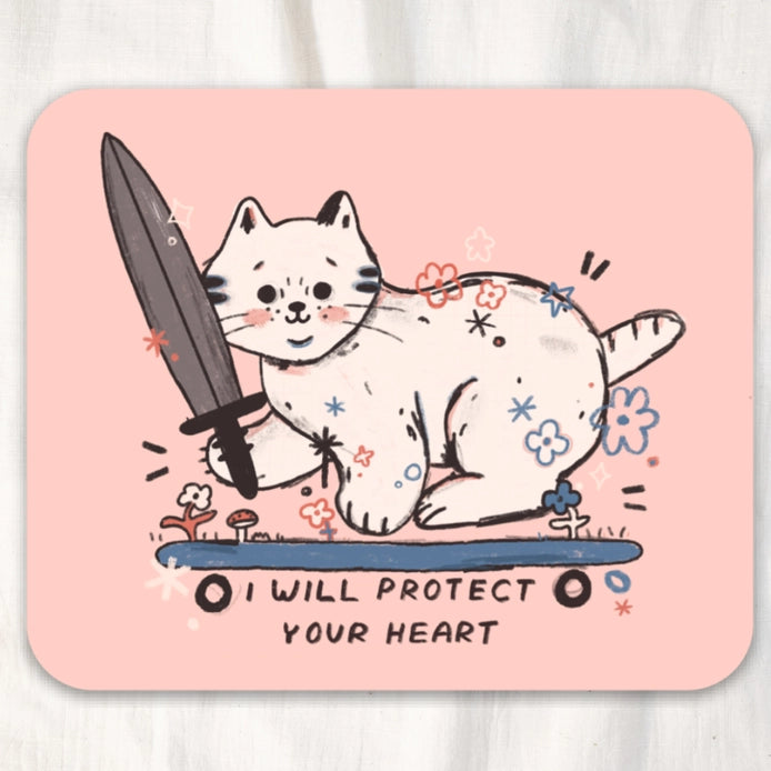 "I Will Protect Your Heart" Cat Sticker