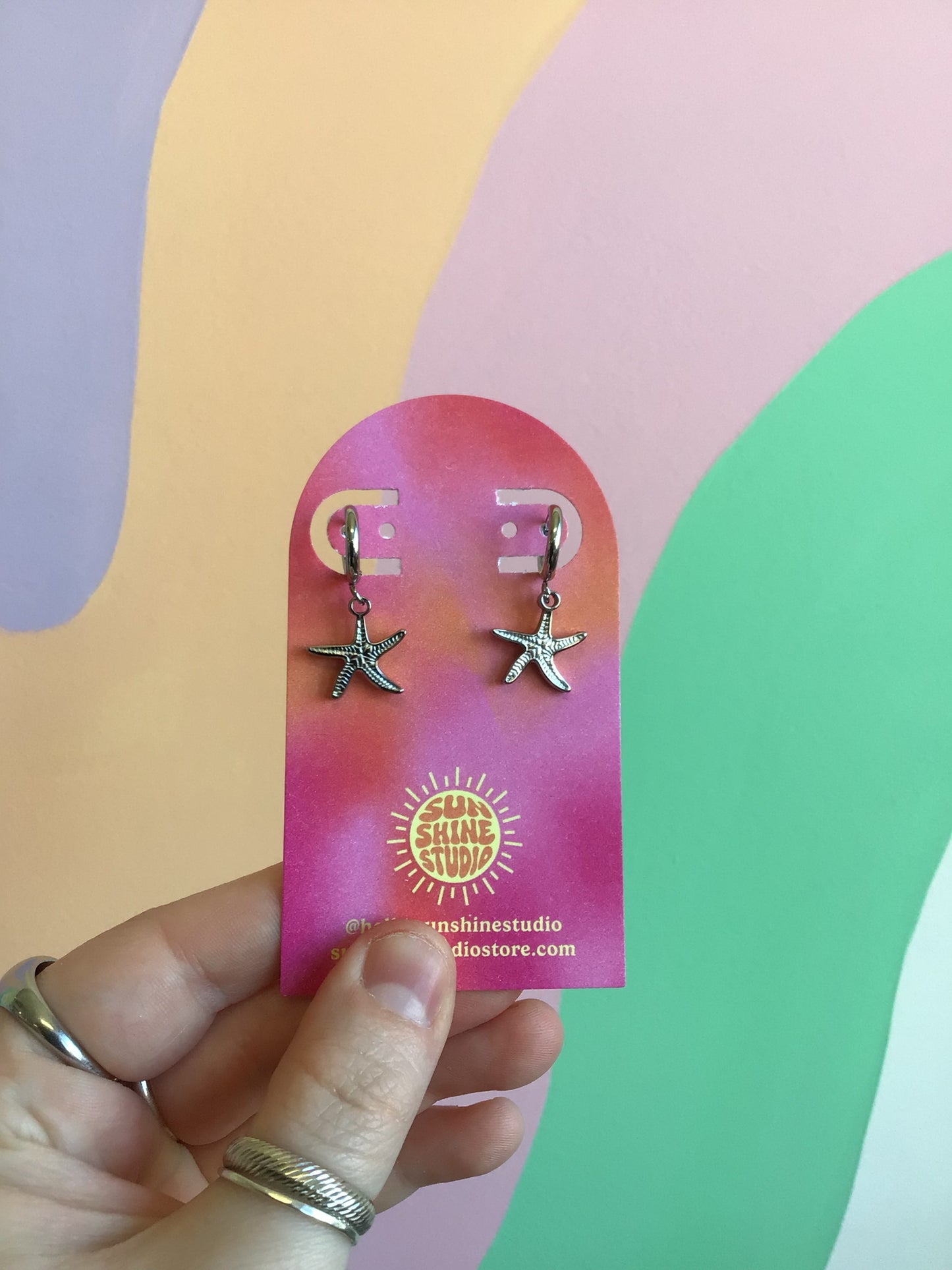 Tiny Titanium Starfish Hoops