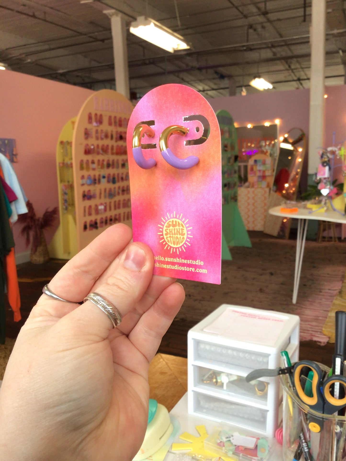 Purple Enamel Stainless Steel Hoops