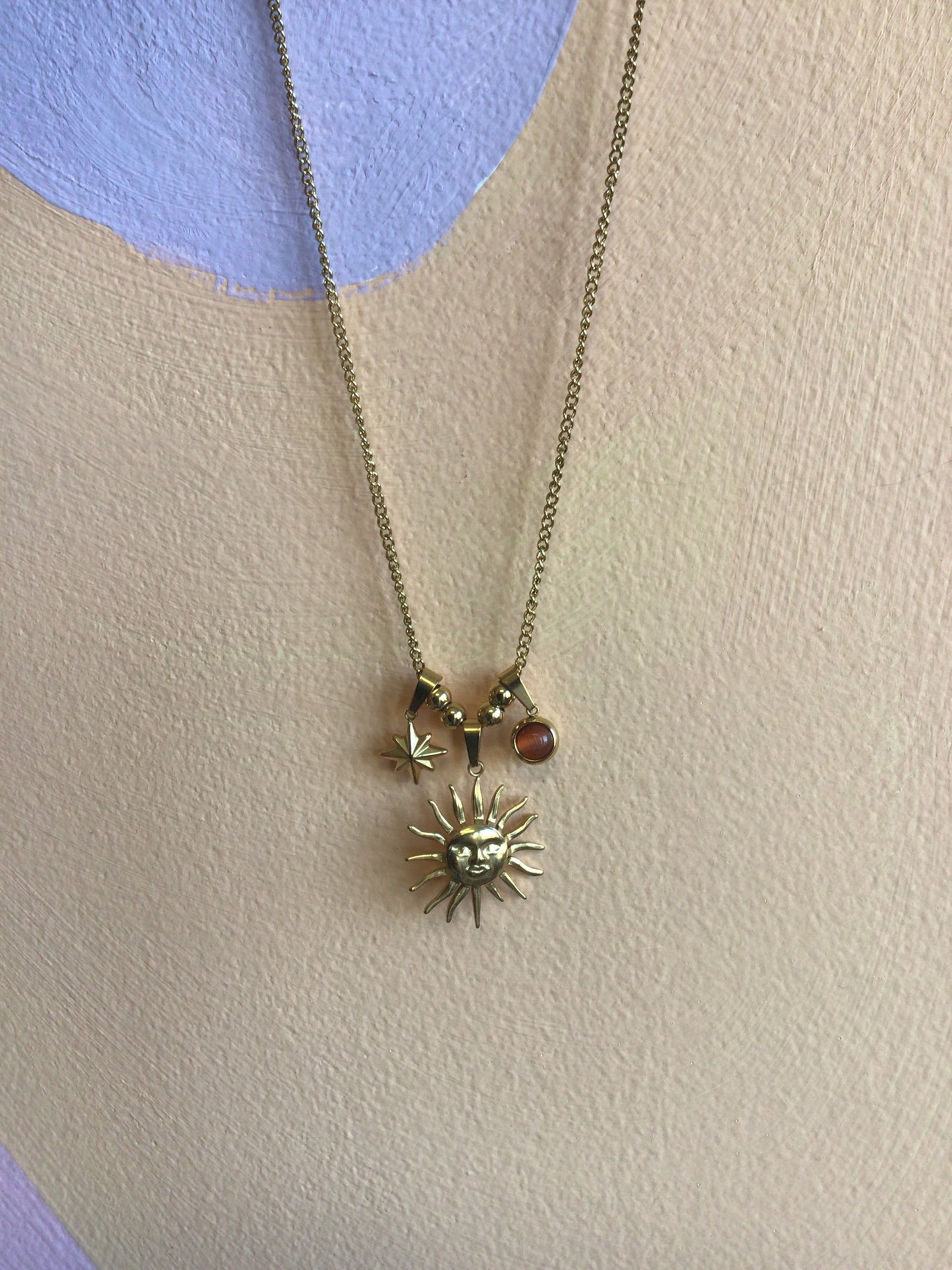 Amber Sun-rays Titanium Necklace