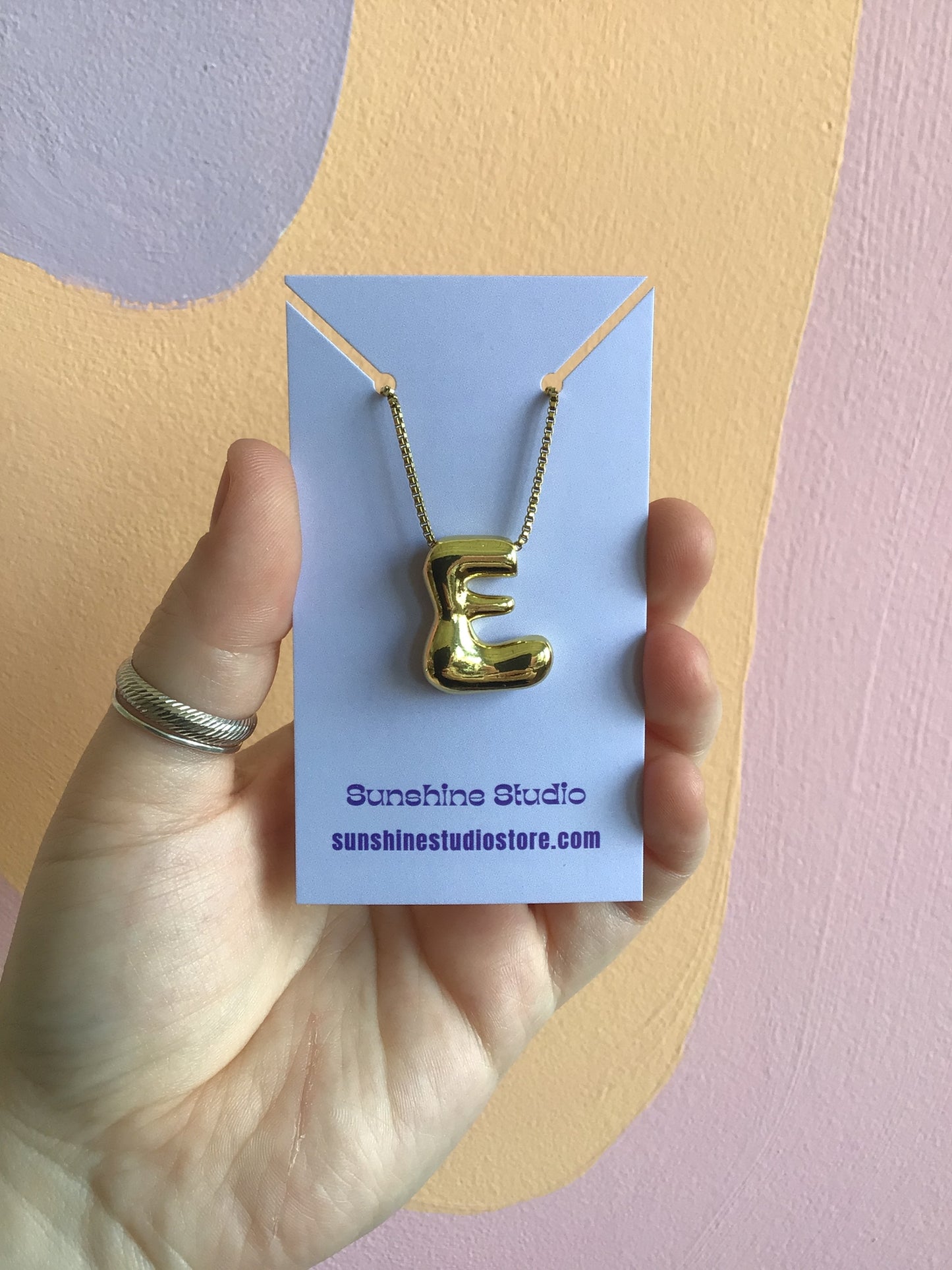 Bubble Letter Initial Necklace