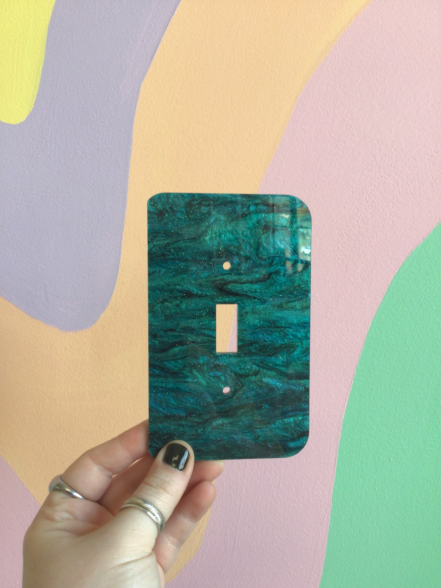 Oopsy Teal Marble Outlet Cover