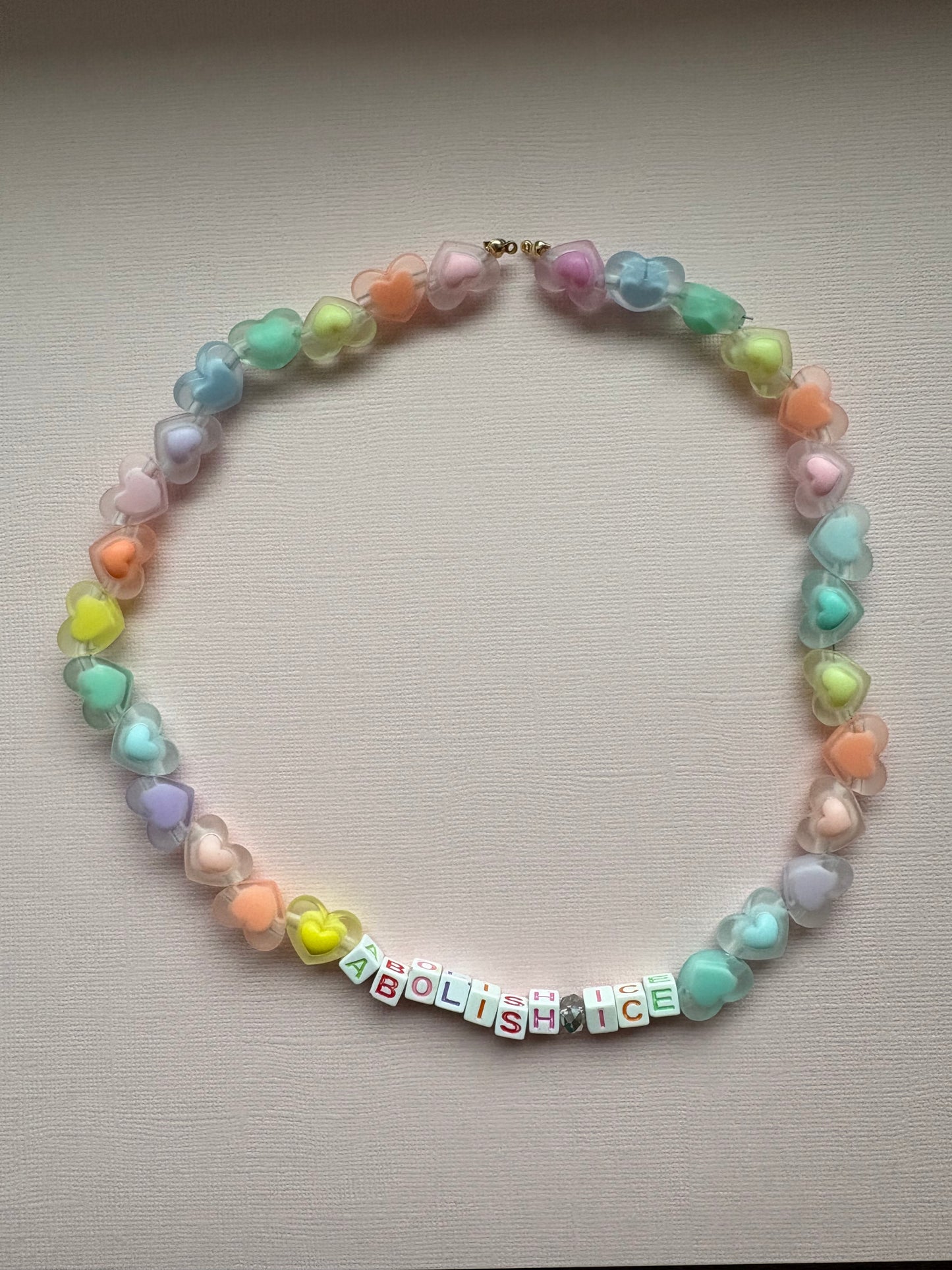 Abolish ICE Chunky Rainbow Heart Necklace or bag charm