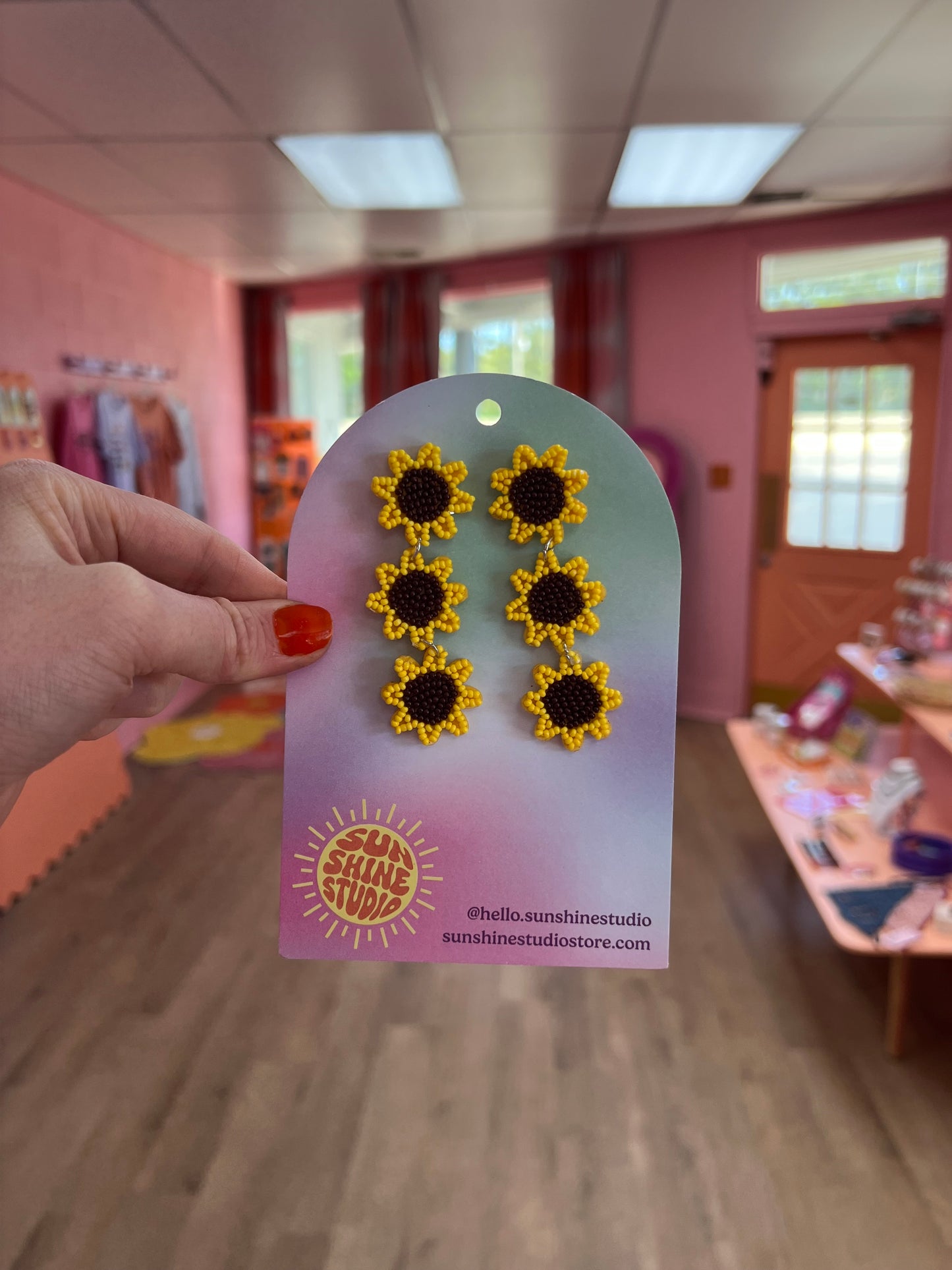 Sunflower Beaded Danlges