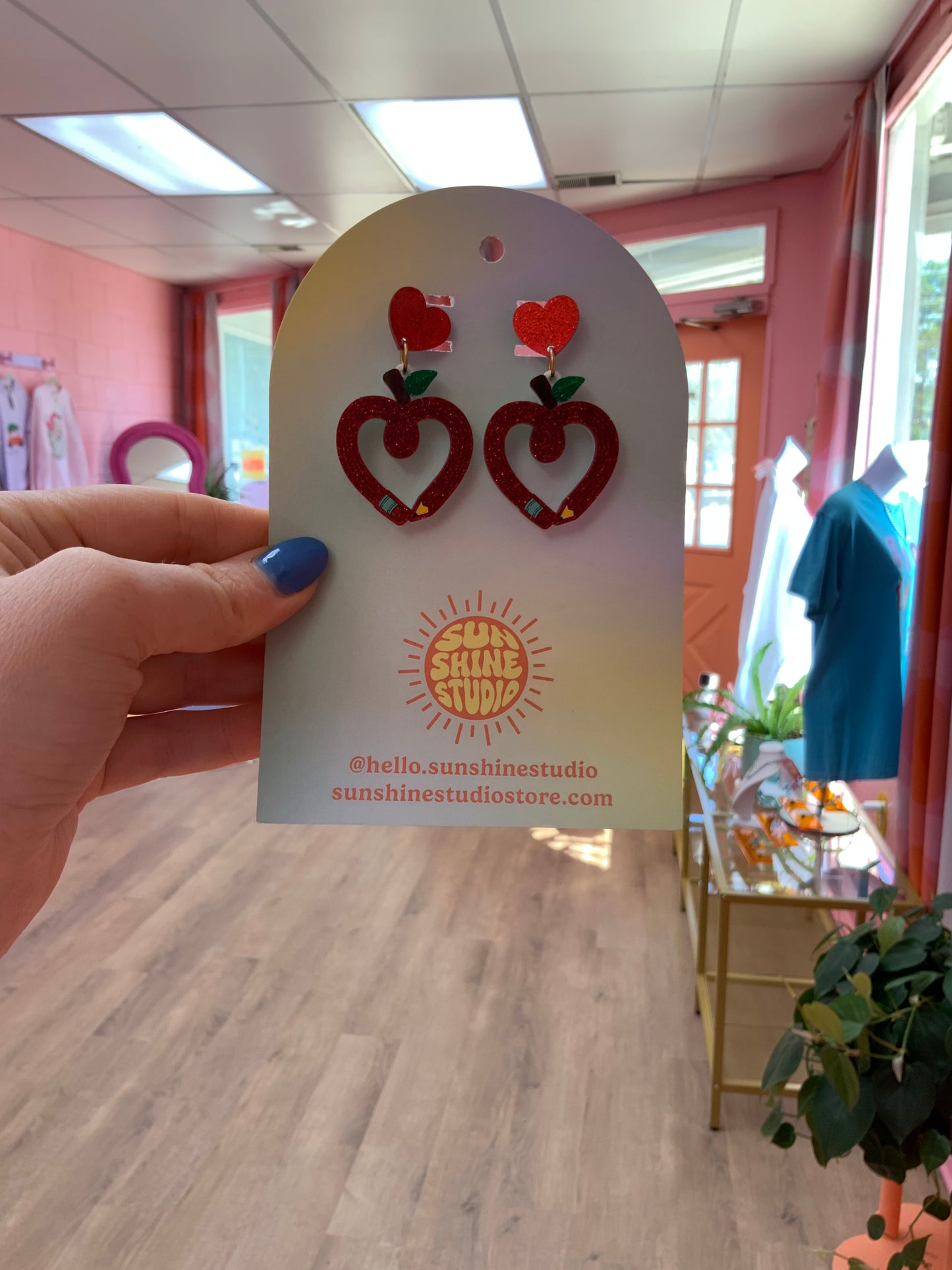 We Love Educators Apple Heart Earrings