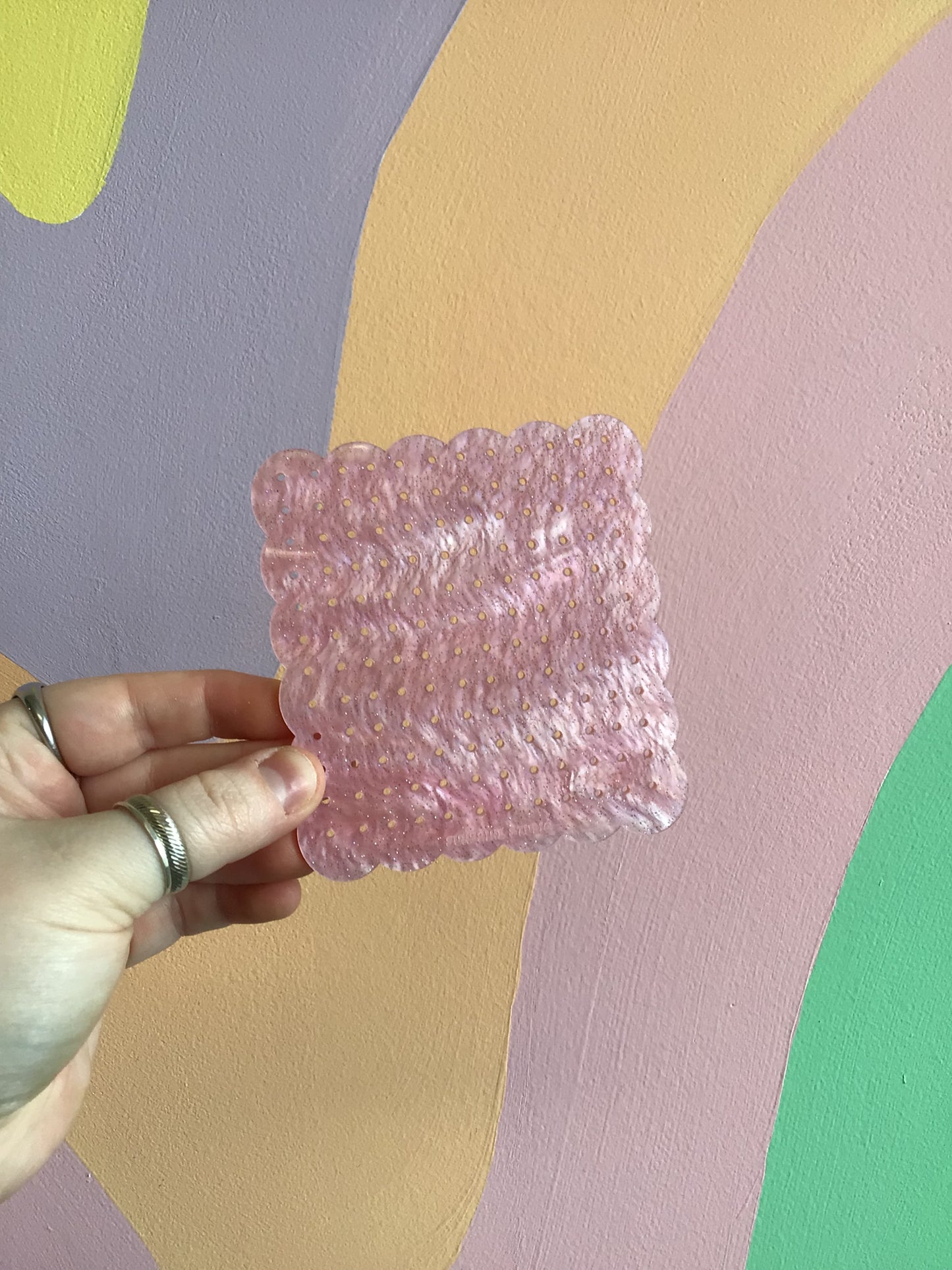 Baby Pink Shimmer Travel Earring Holder