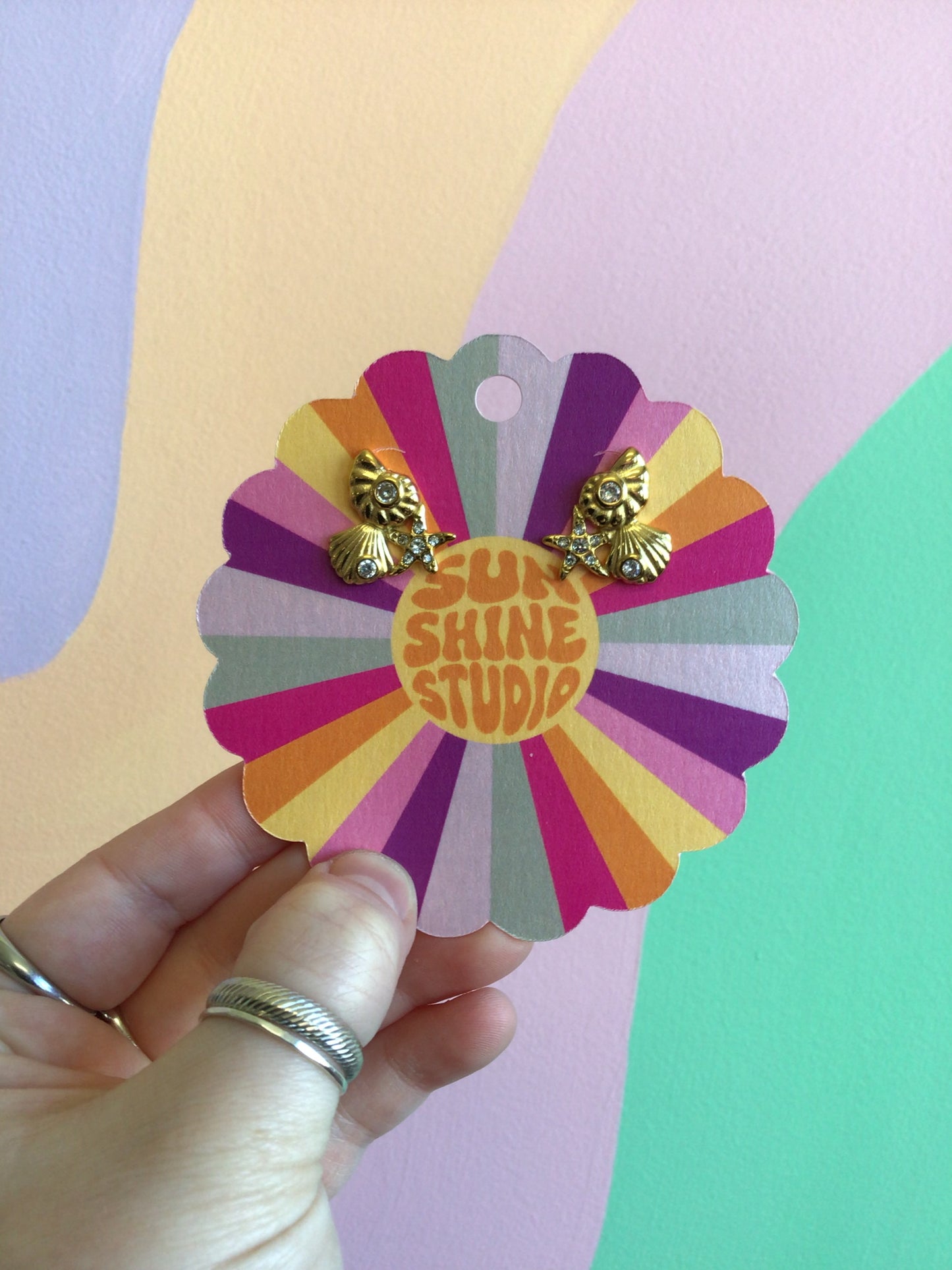 Seashell Cluster Titanium Earrings