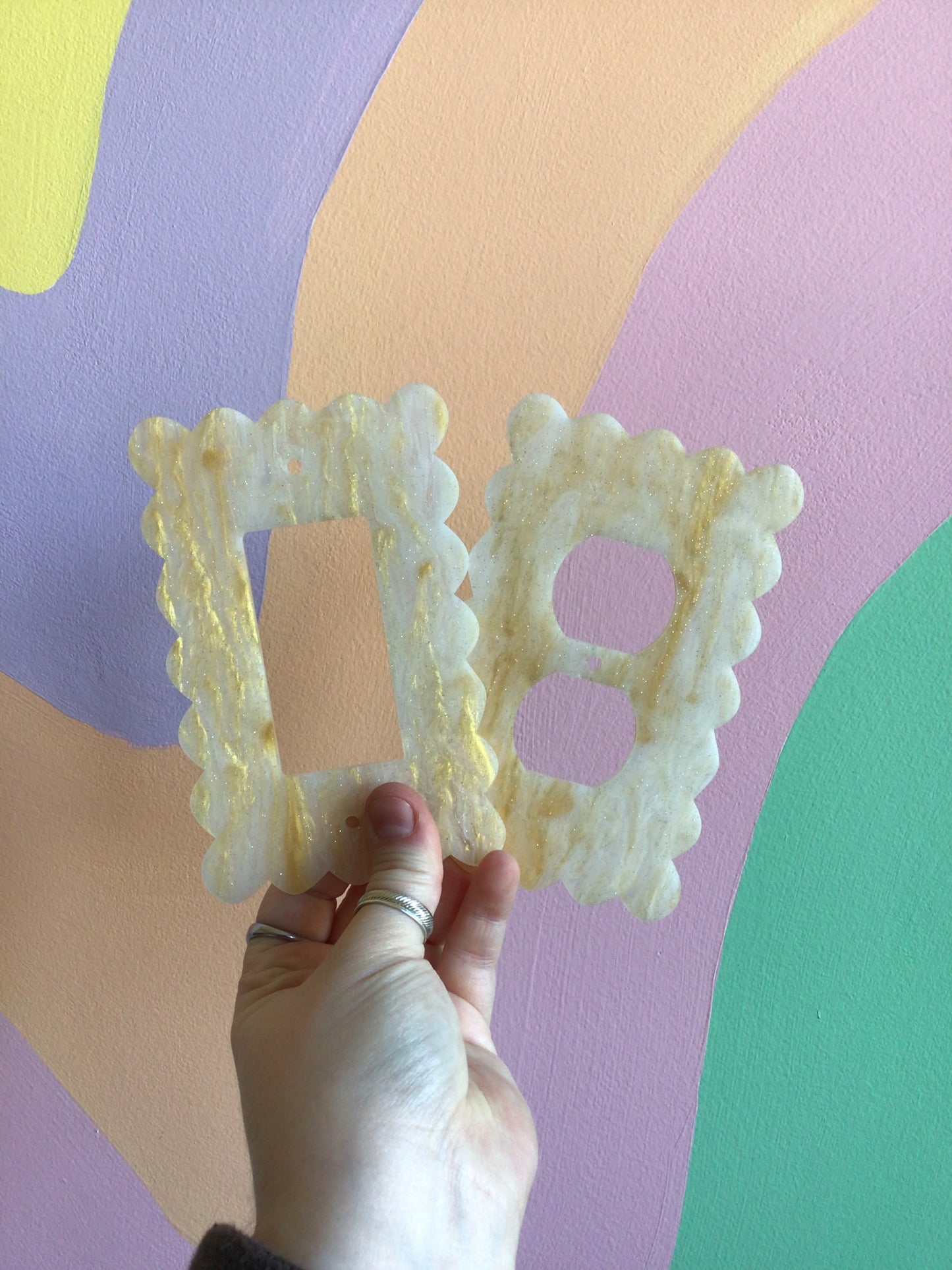 Cream and Gold Marble Outlet Covers