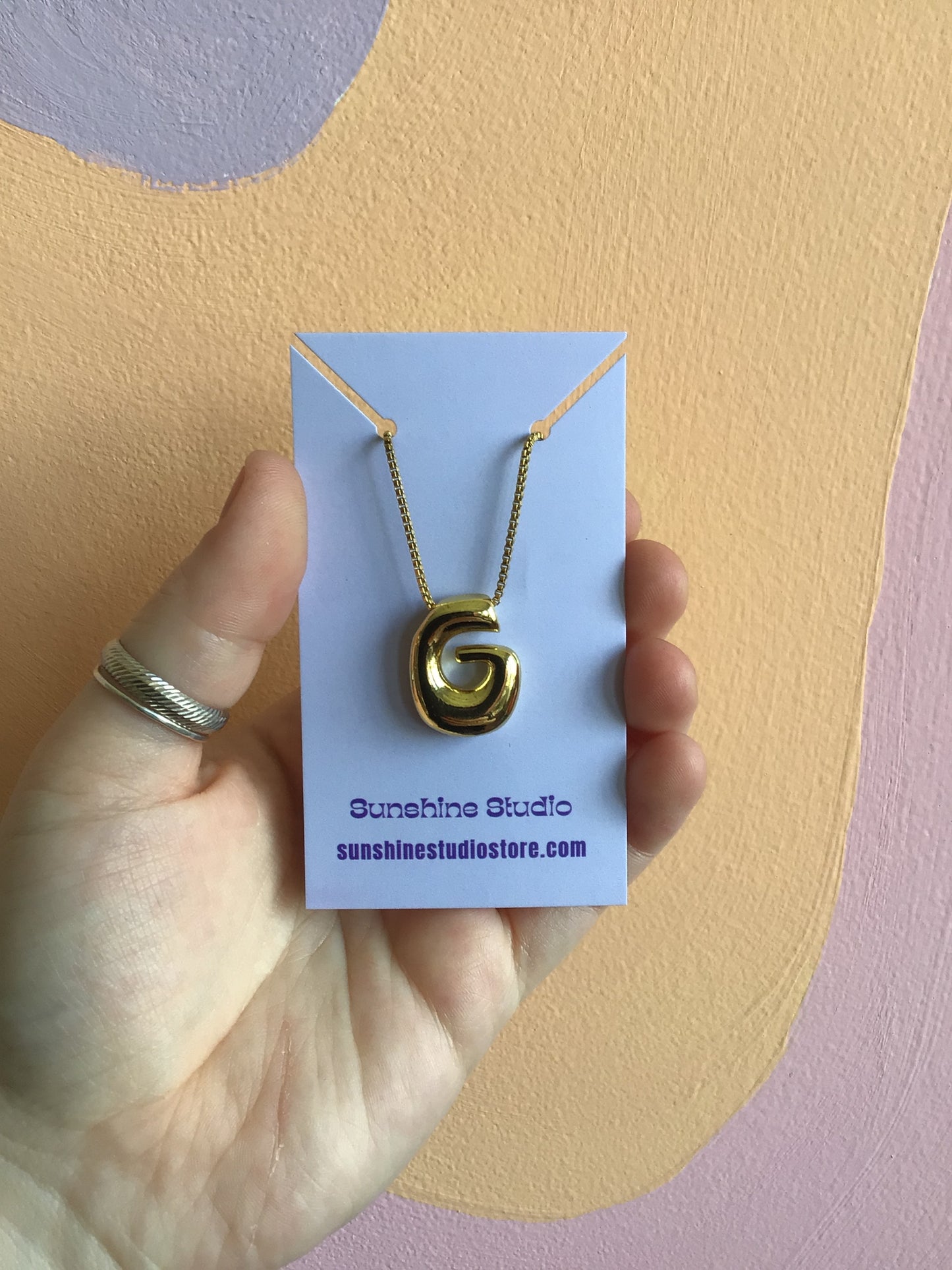Bubble Letter Initial Necklace