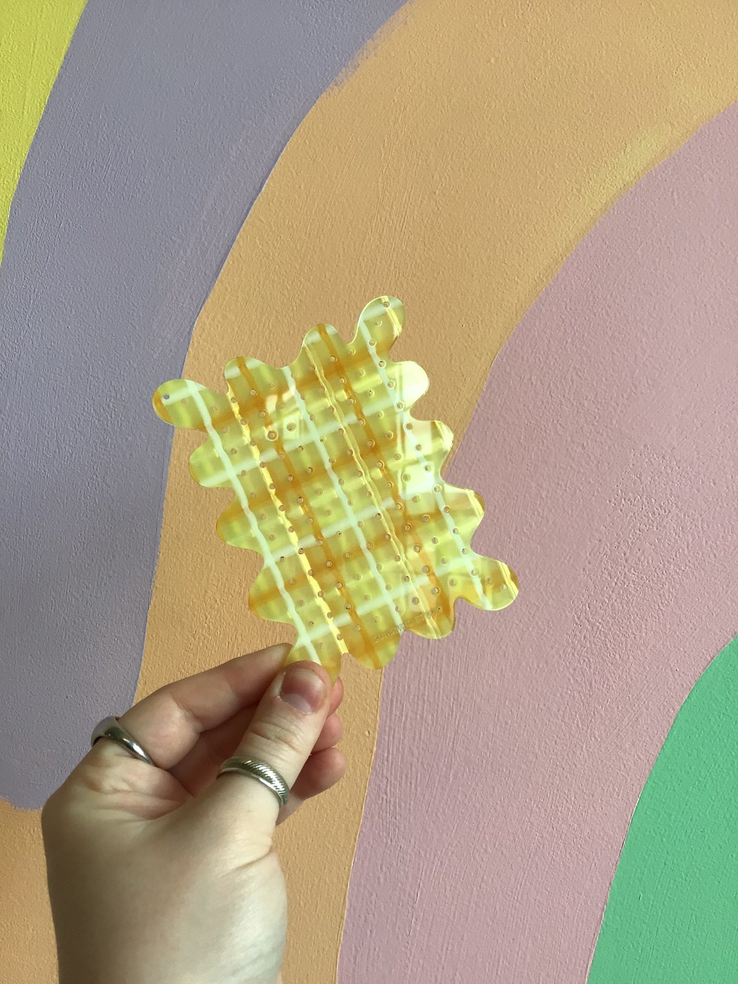 Metallic Yellow Plaid Earring Holder