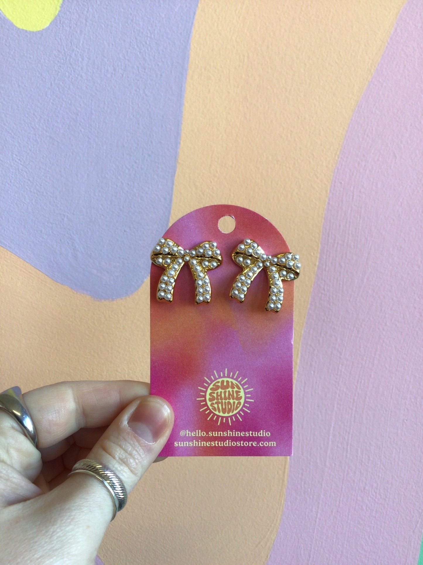 Ribbons and Pearls Titanium Studs