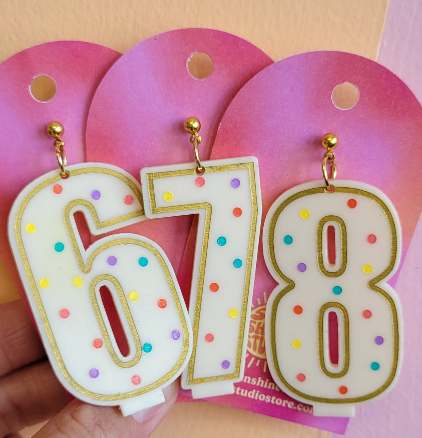 Gold Birthday Candle Number Earrings
