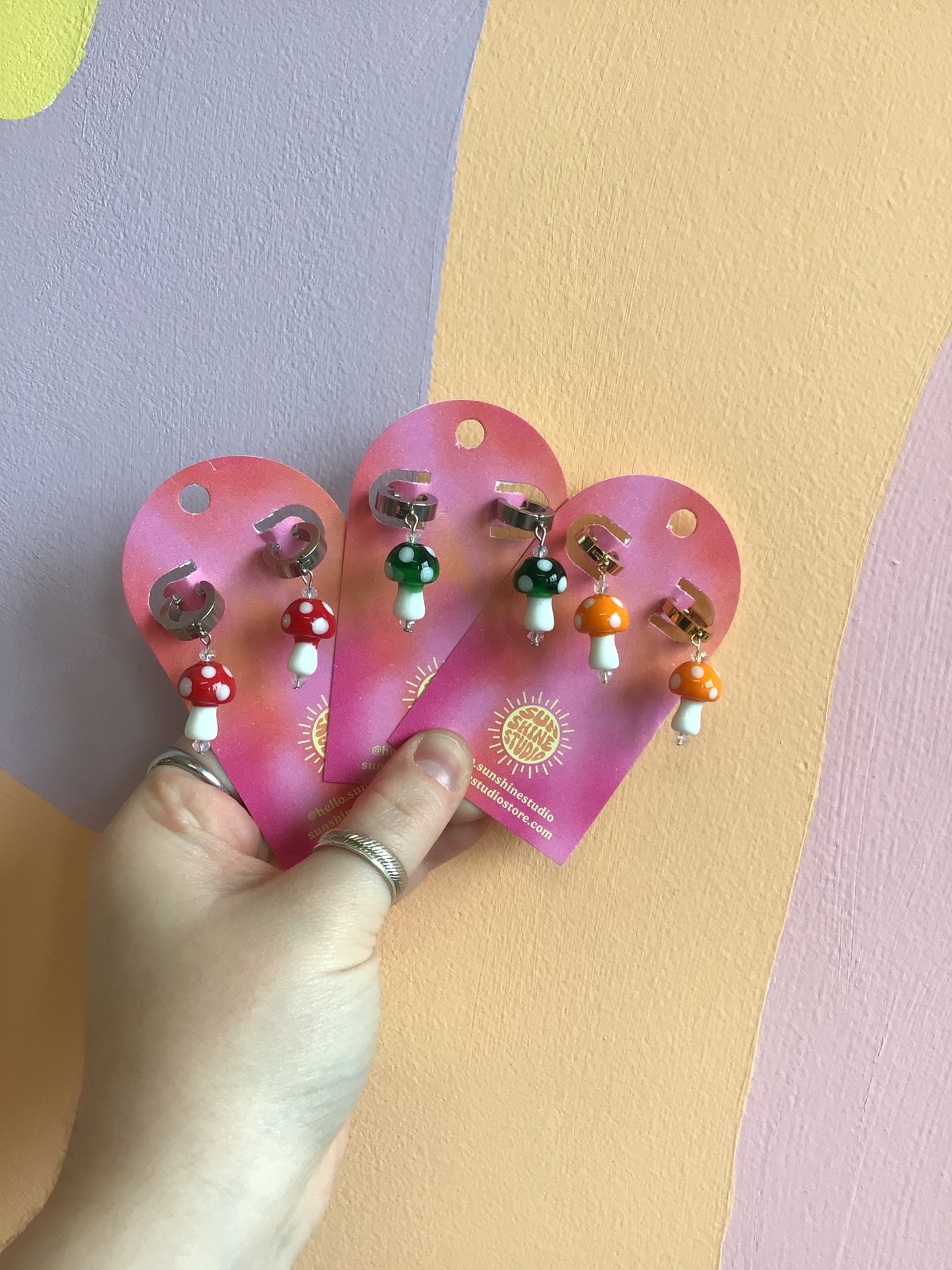 Mushroom Charm Huggies