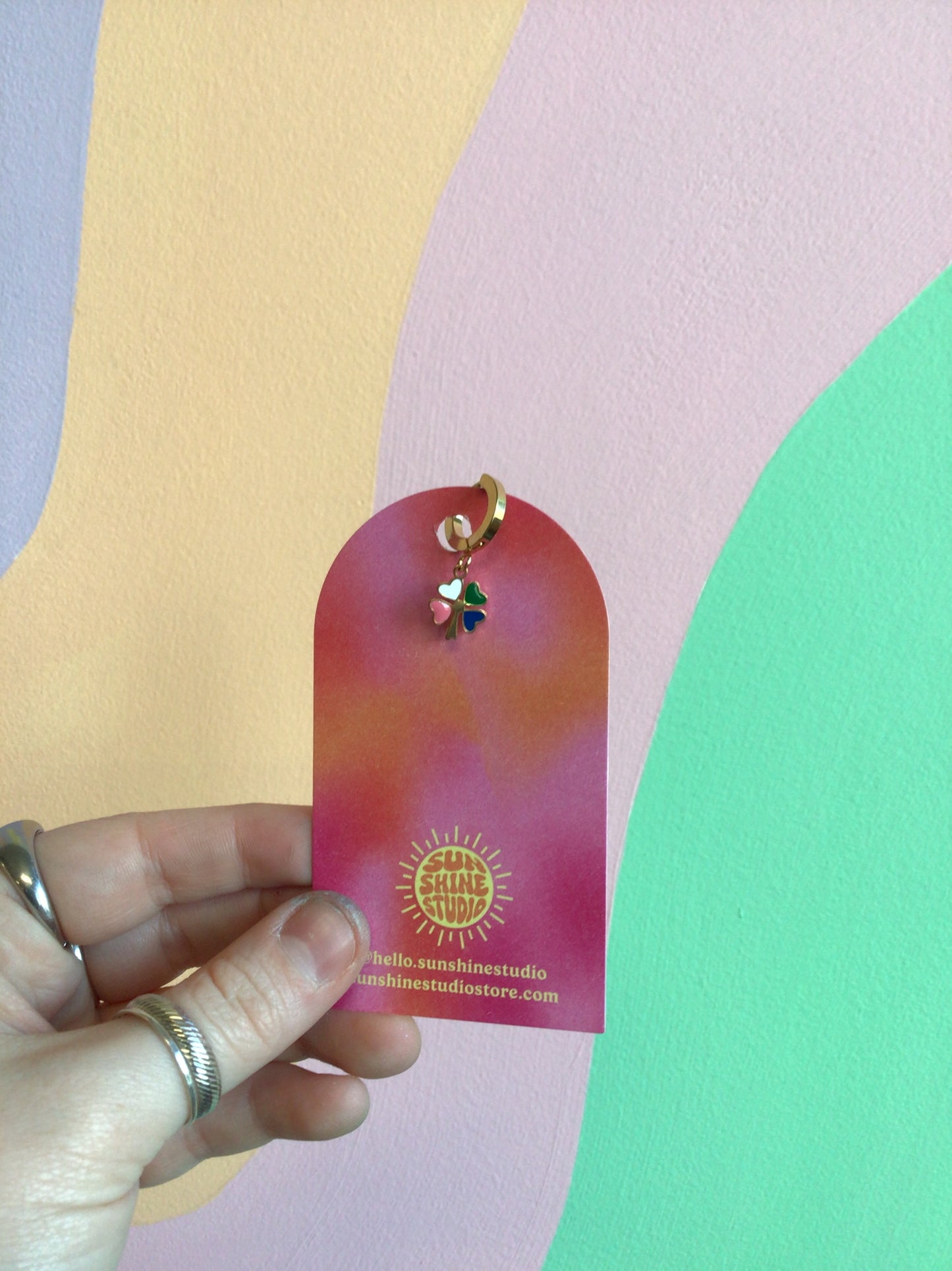 Mix N’ Match Titanium Enamel Charm Huggies