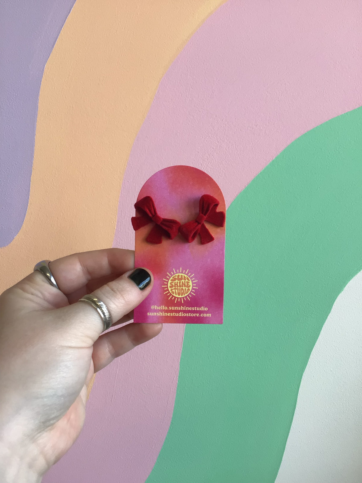 Red Velvet Bow Studs