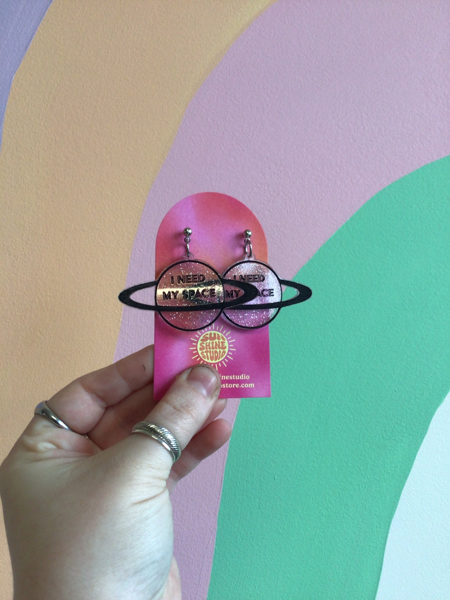 "I Need My Space" Painted Earrings