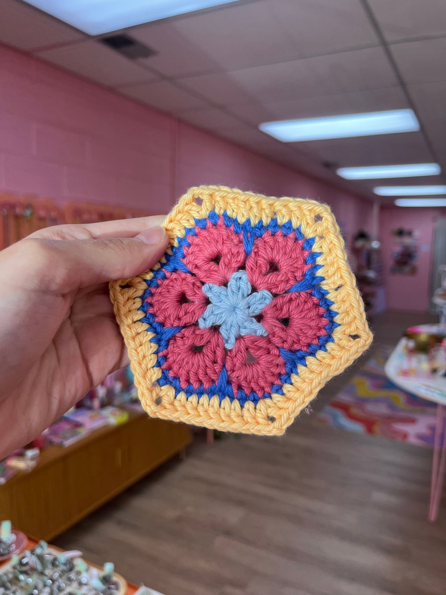 Crochet Hexagon Flower Coaster