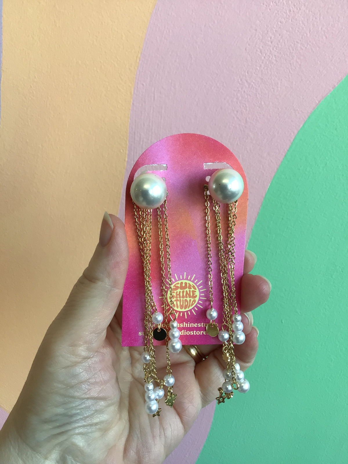 Lucky Chain Pearl Statement Earrings